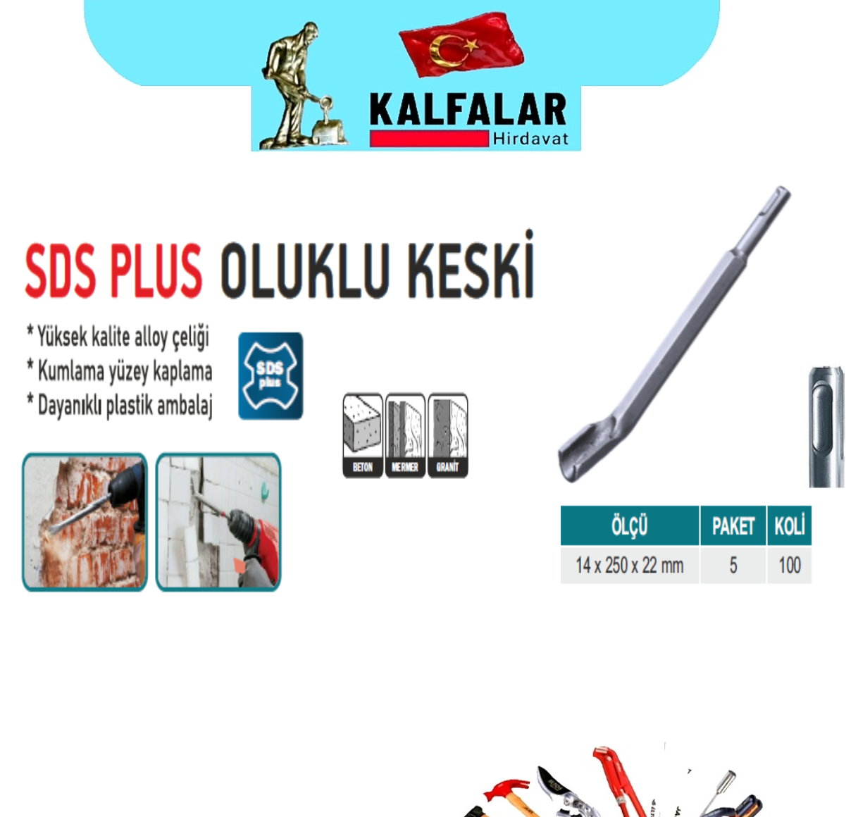 SDS PLUS OLUKLU KESKİ 14X250X22 MM
