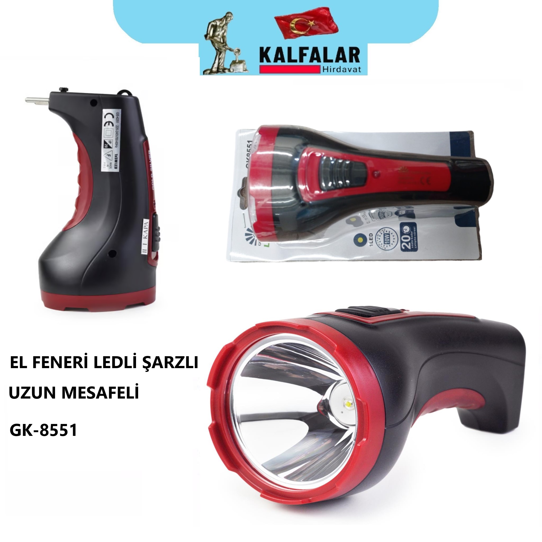 EL FENERİ LEDLİ UZUN MESAFELİ ŞARZLI 10 WAT 