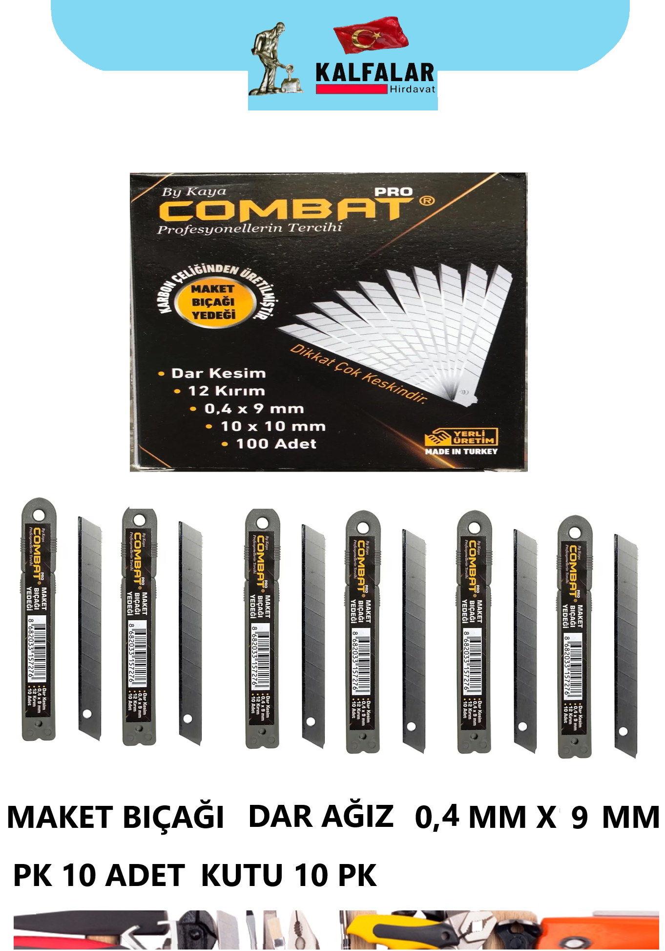 MAKET BIÇAK YEDEK DAR COMBAT 0.4 MM X 9 MM 