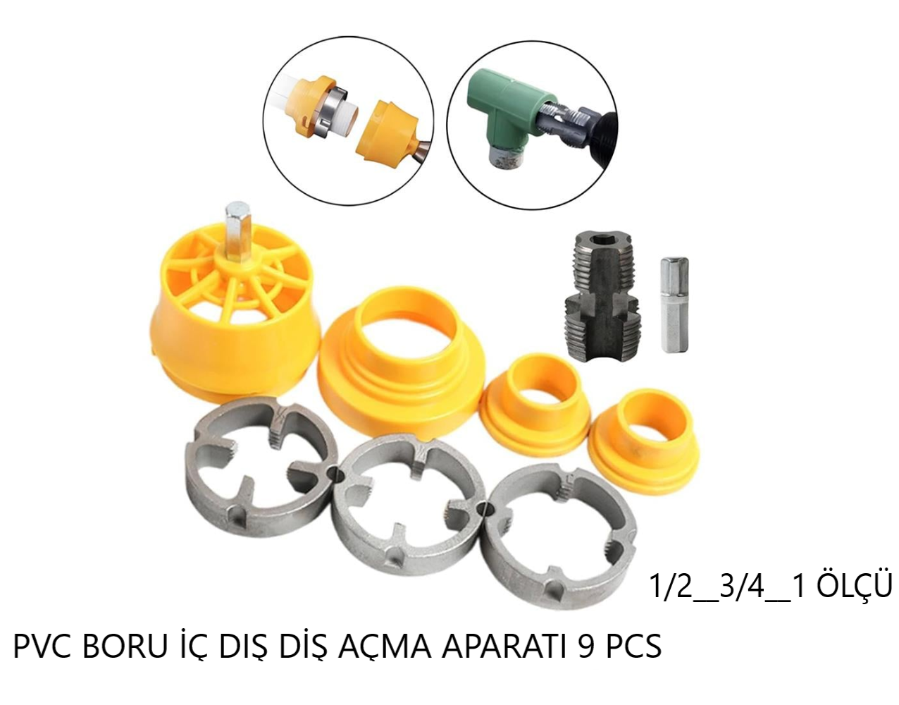 PVC BORU İÇ DIŞ DİŞ AÇMA APARAT SETİ 9 PCS 