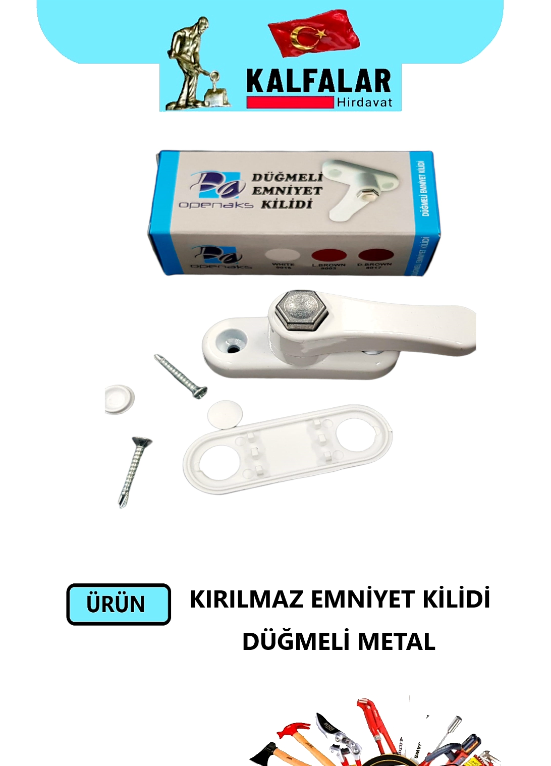 KIRILMAZ EMNİYET KİLİDİ METAL ÇEKMELİ OPENAX BEYAZ