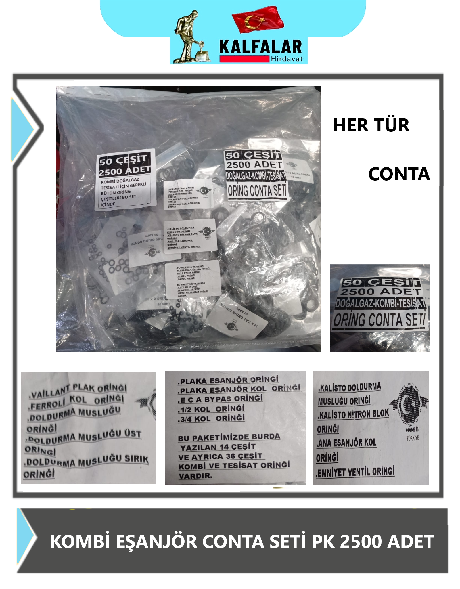 KOMBİ EŞANJÖR CONTA SETİ PK 2500 ADET