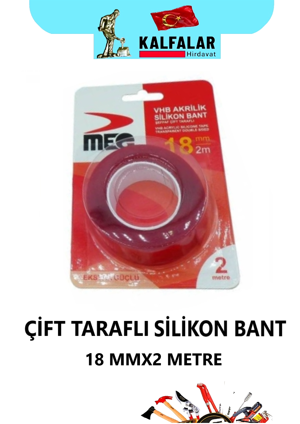 ÇİFT TARAFLI SİLİKON BANT 18MMX2 METRE