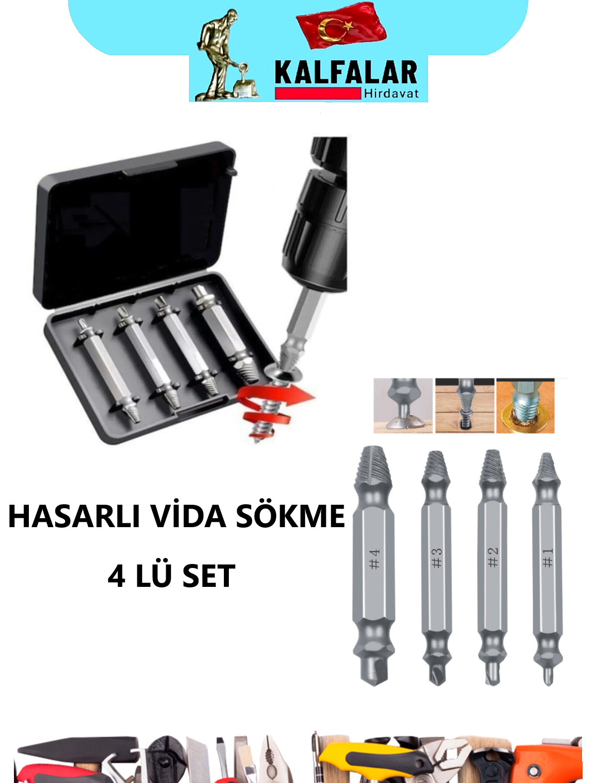 HASARLI VİDA SÖKME 4 LÜ SET