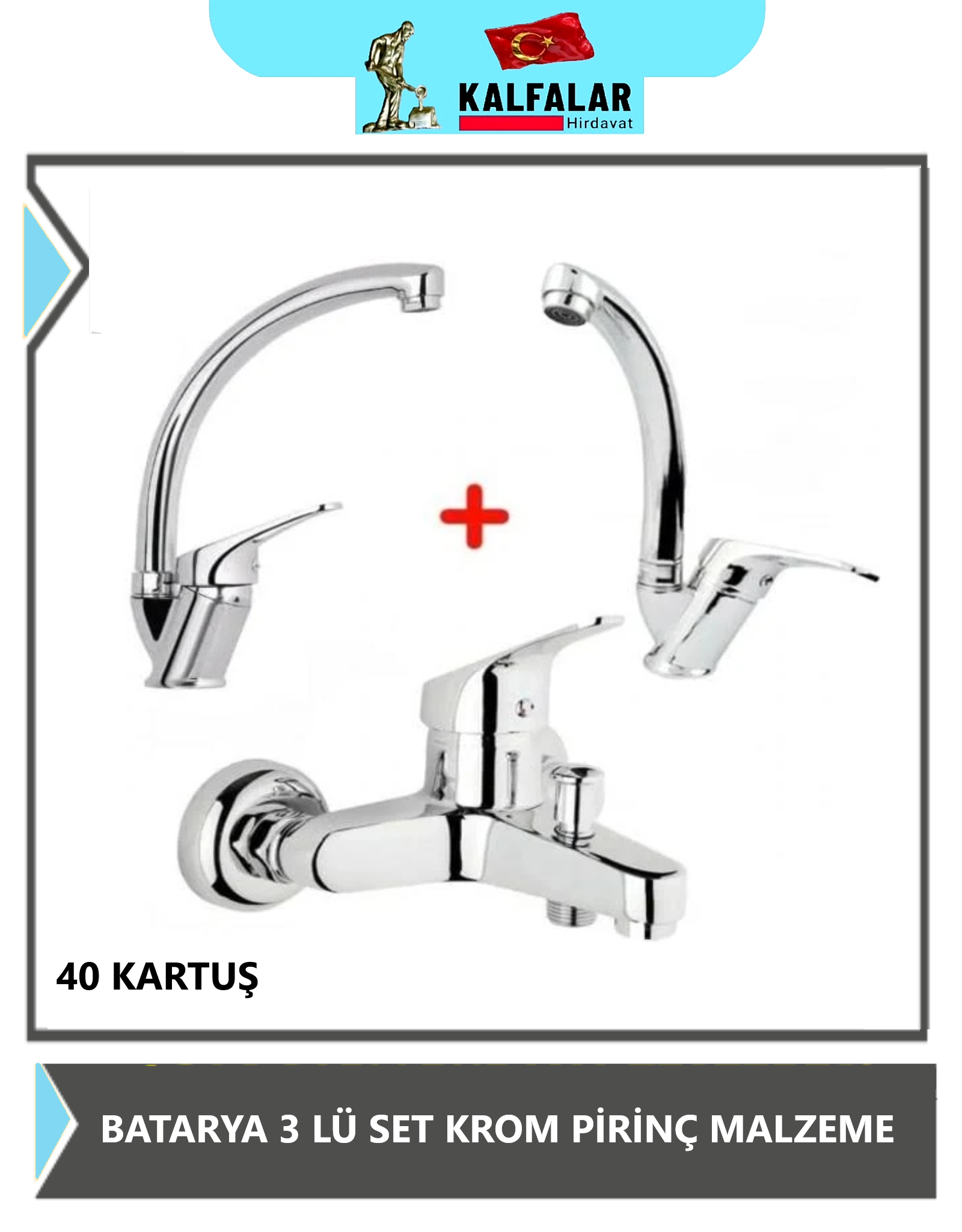 MUSLUK BATARYA 3 LÜ SET 40 KARTUŞ PİRİNÇ MALZEME