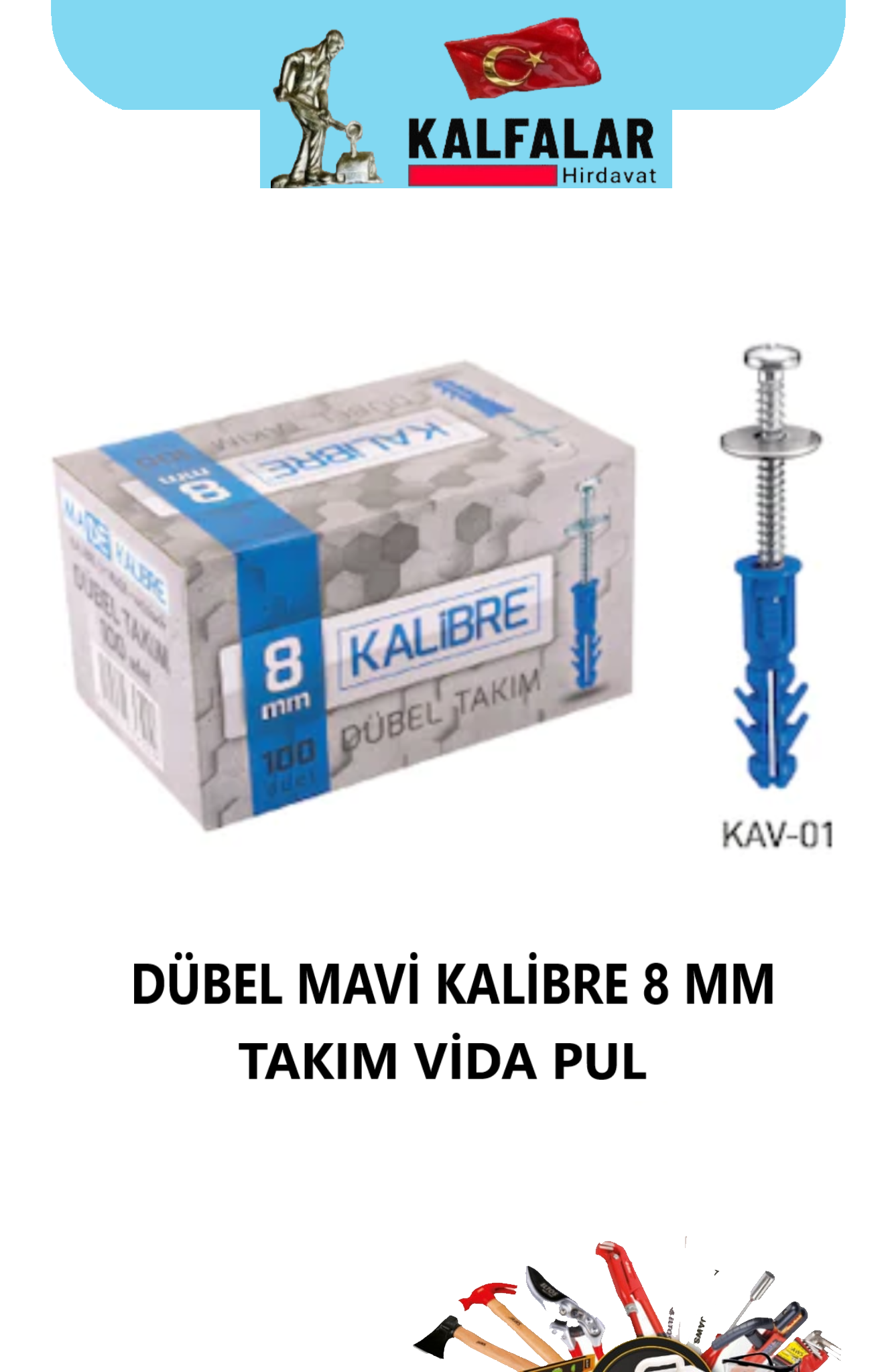 DÜBEL KALİBRE TAKIM MAVİ 8 MM VİDALI PULLU