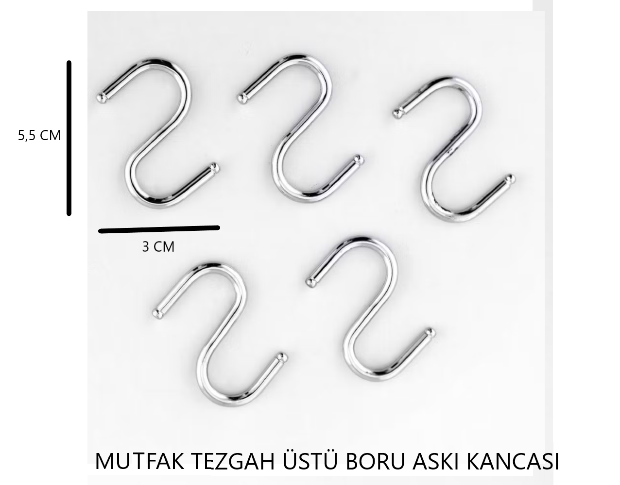 MUTFAK TEZGAH ÜSTÜ BORU KANCASI 5 MM LÜKS KROM