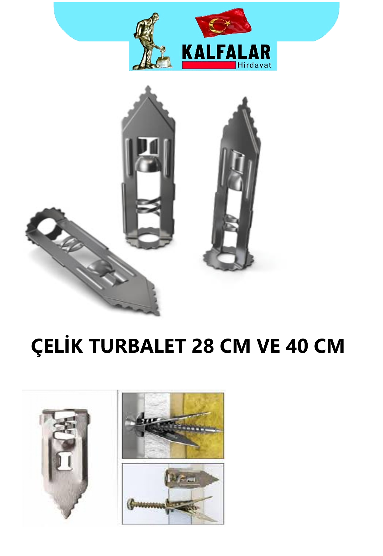 ÇELİK TURBOLET ALÇIPAN DÜBEL KISA 40 CM 