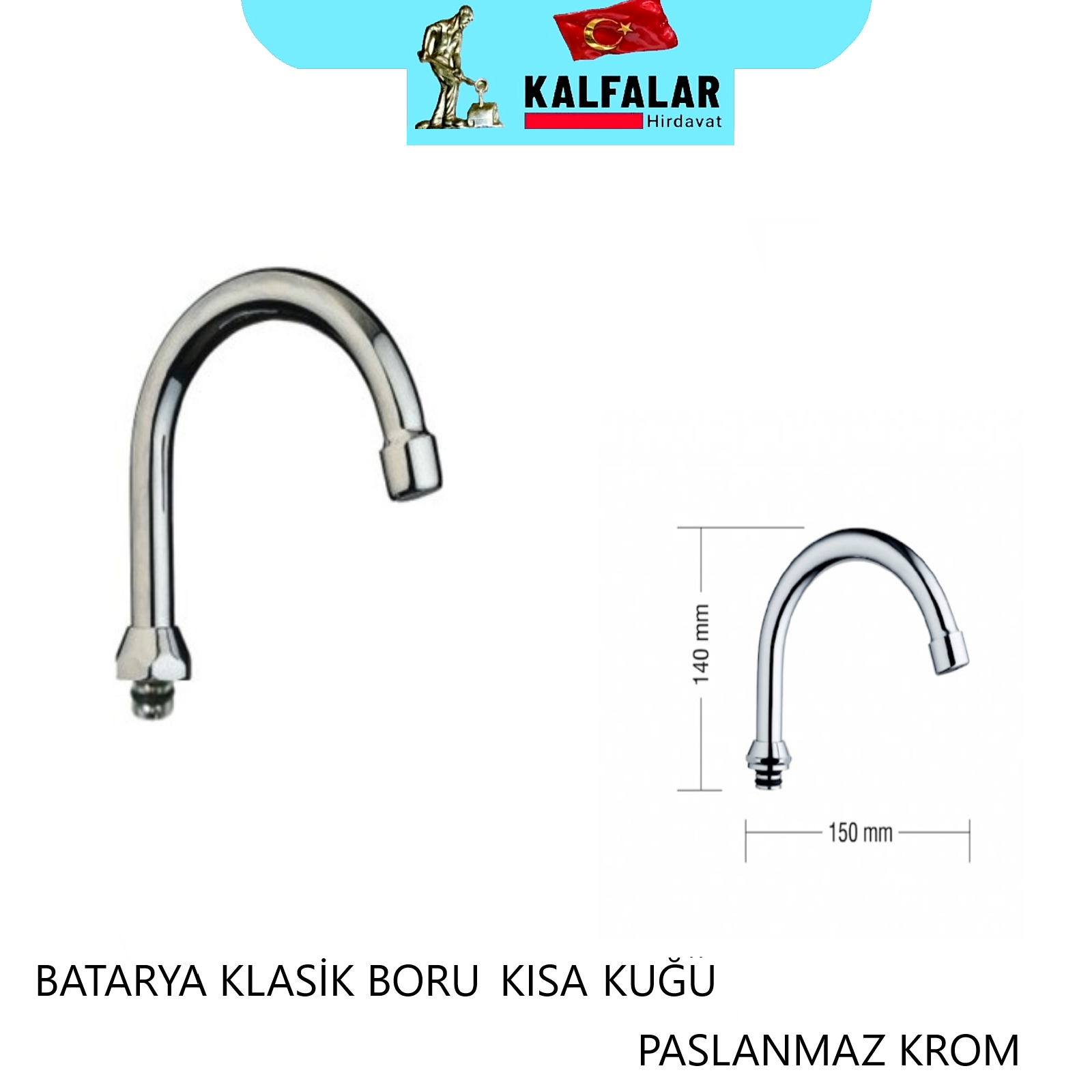 BATARYA BORU KLASİK KISA KUĞU PASLANMAZ KROM