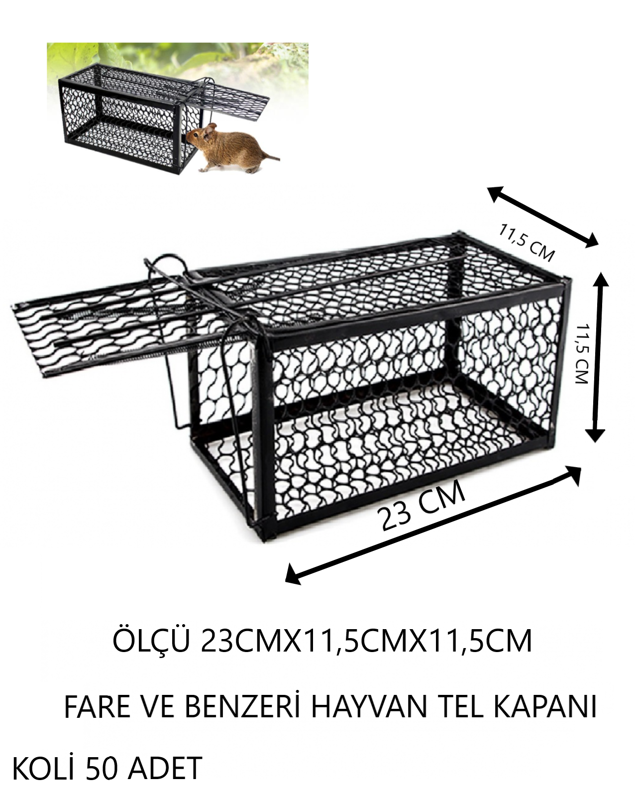 FARE TEL KAFES EMNİYET KİLİTLİ YAYLI KAPAN SİYAH BOYALI