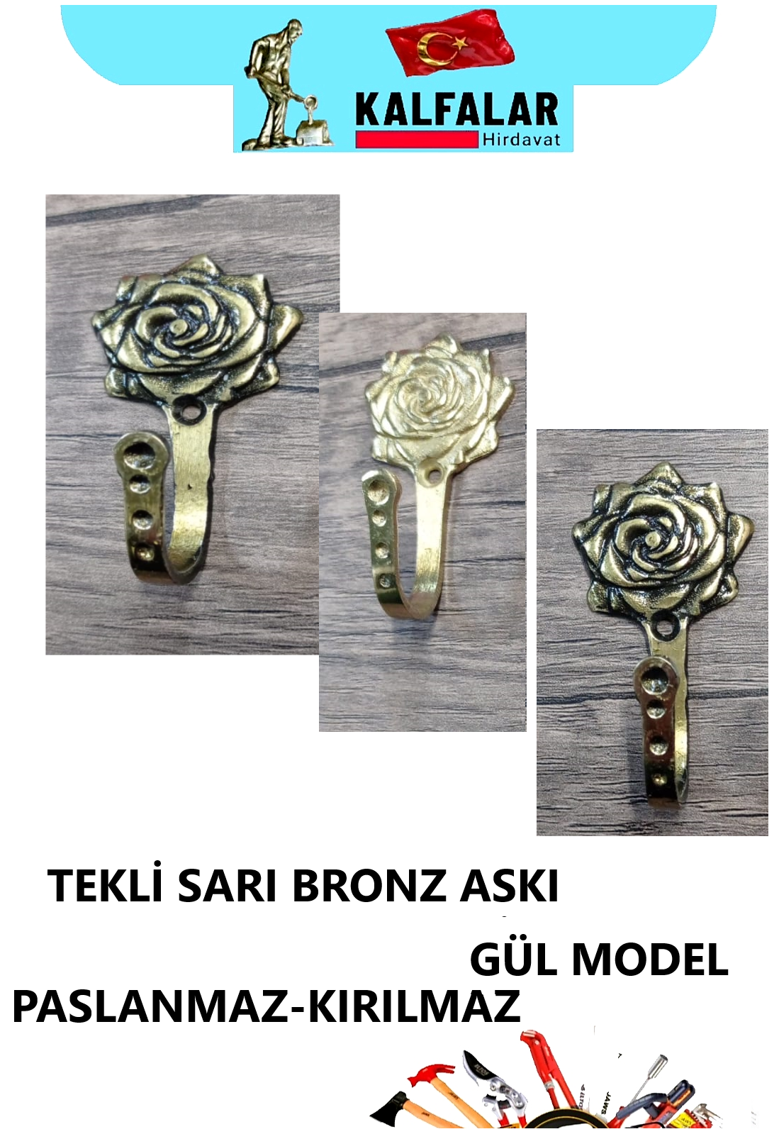 ASKI TEKLİ PİRİNÇ BRONZ GÜL MODEL SARI