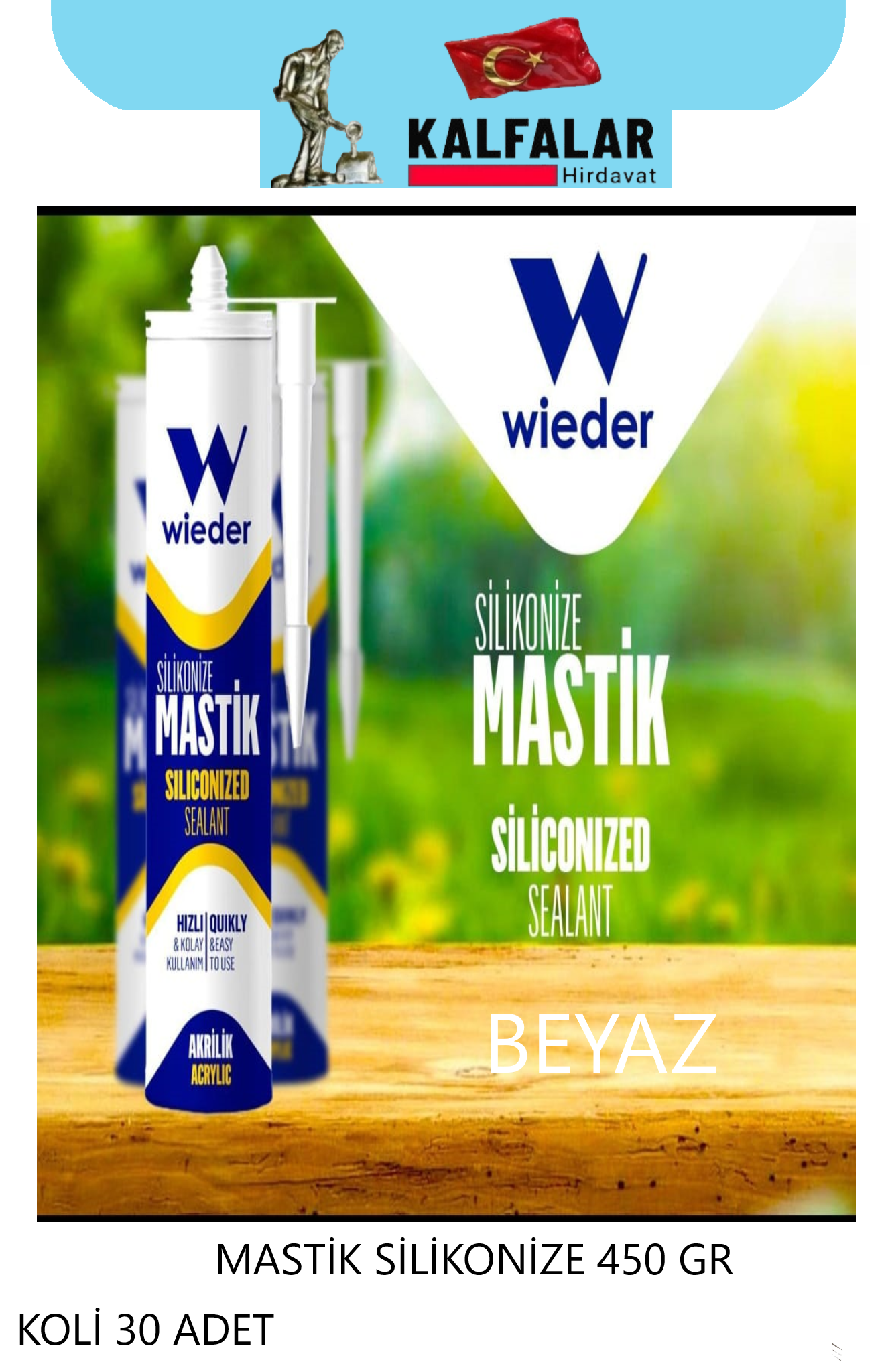 MASTİK SİLİKONİZE BEYAZ 450 GR WEİDER