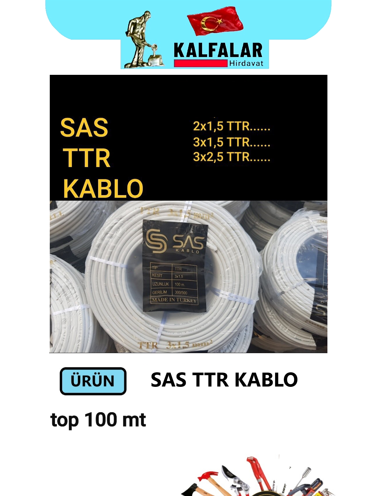 KABLO ELEKTRİK 3X2,5 TOP 100 MTR