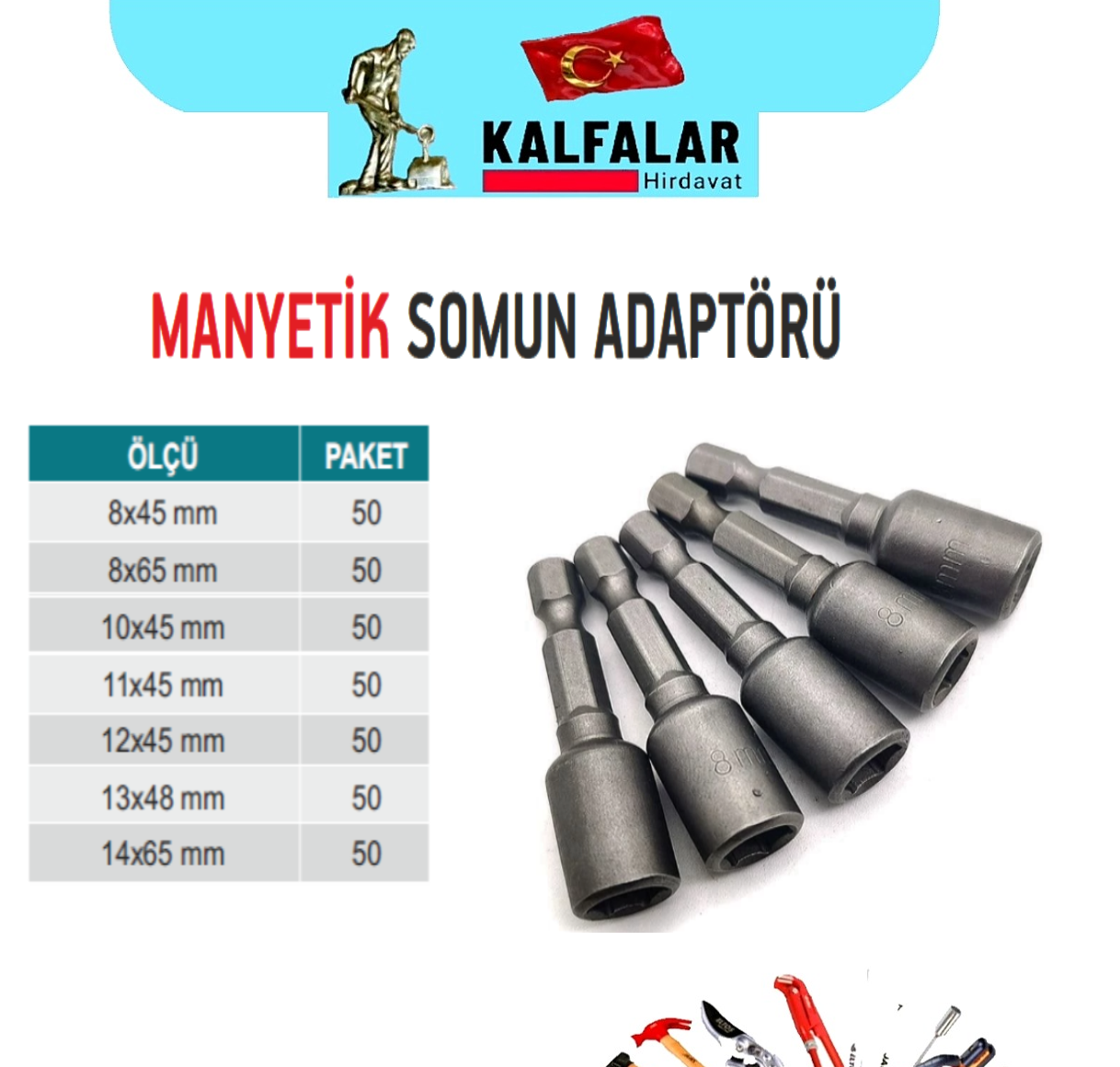ÇATI LOKMASI SOMUN ADAPTÖRÜ 14 X 65 MM