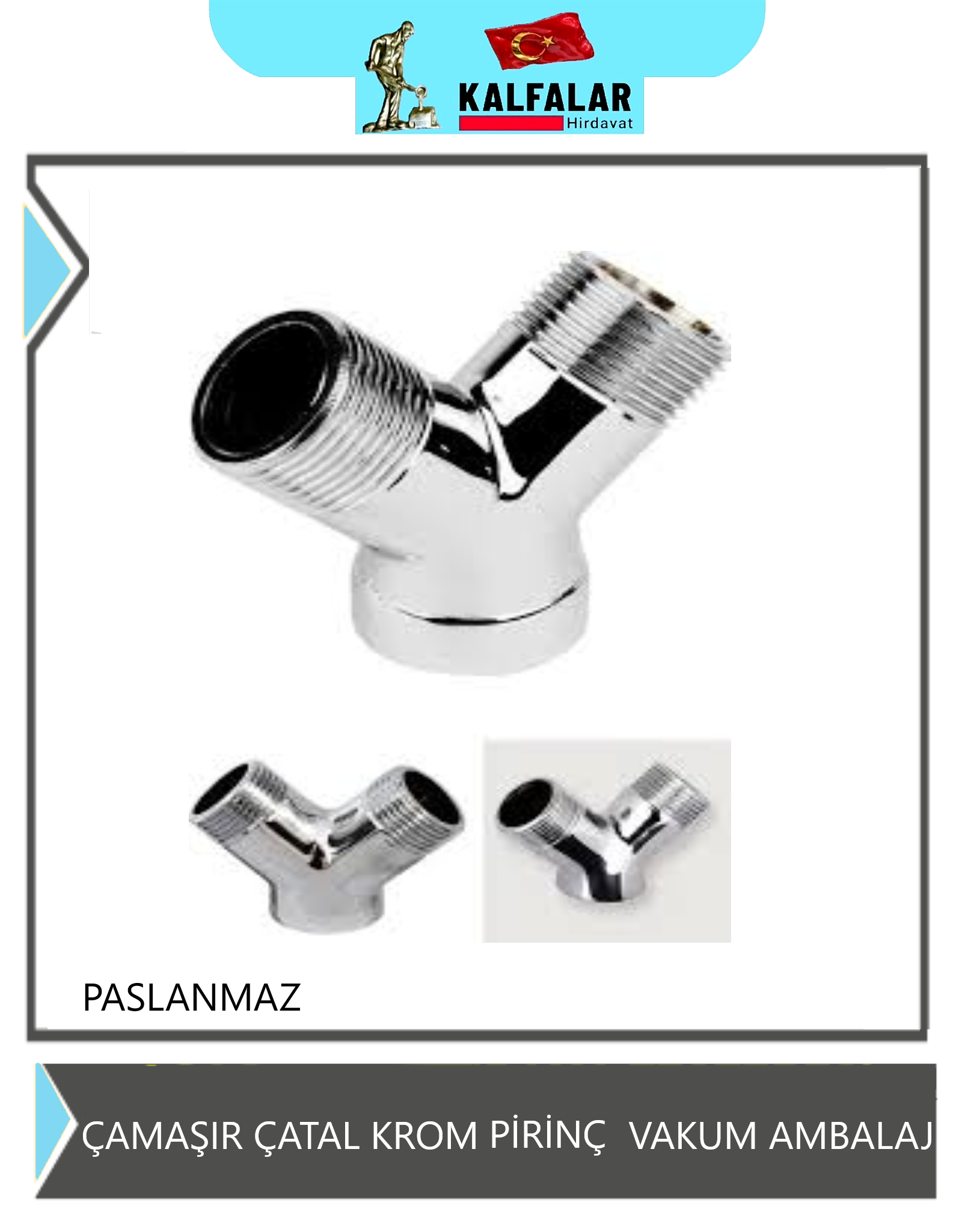 ÇAMAŞIR MUSLUK ÇATAL KROM PİRİNÇ