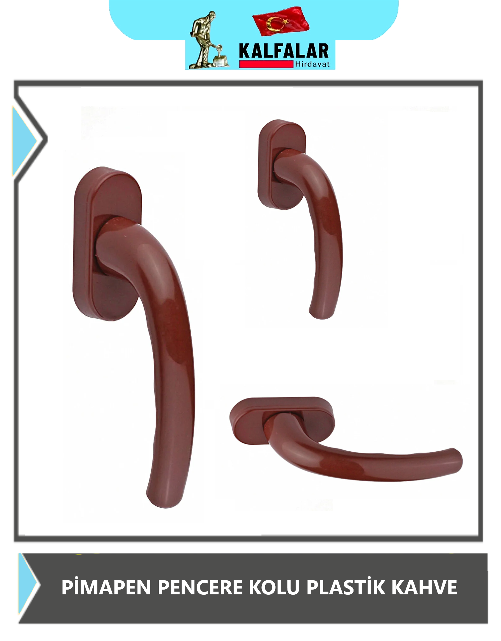 PVC PİMAPEN PENCERE KOLU PLASTİK KAHVE