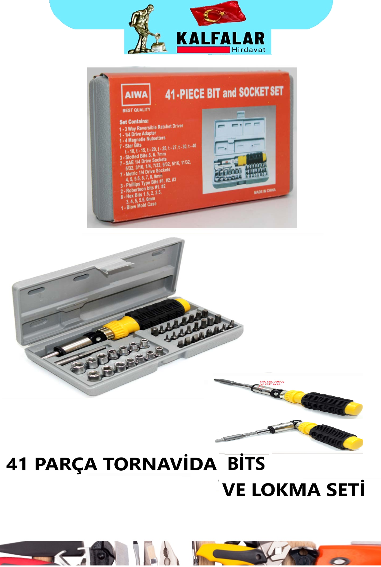 LOKMA SETİ 41 PARÇA TORNAVİDA BİTS UÇLU