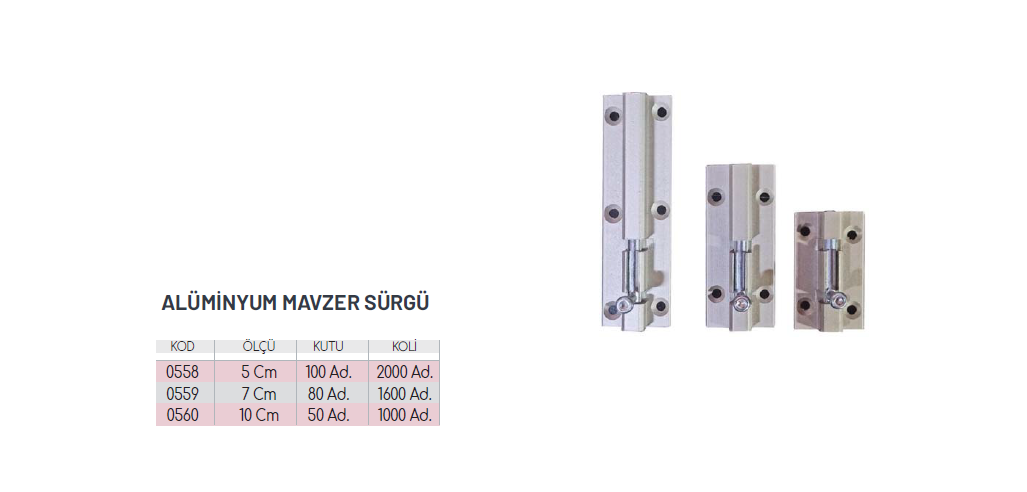 SÜRGÜ MAVZER ALİMİNYUM 10 CM