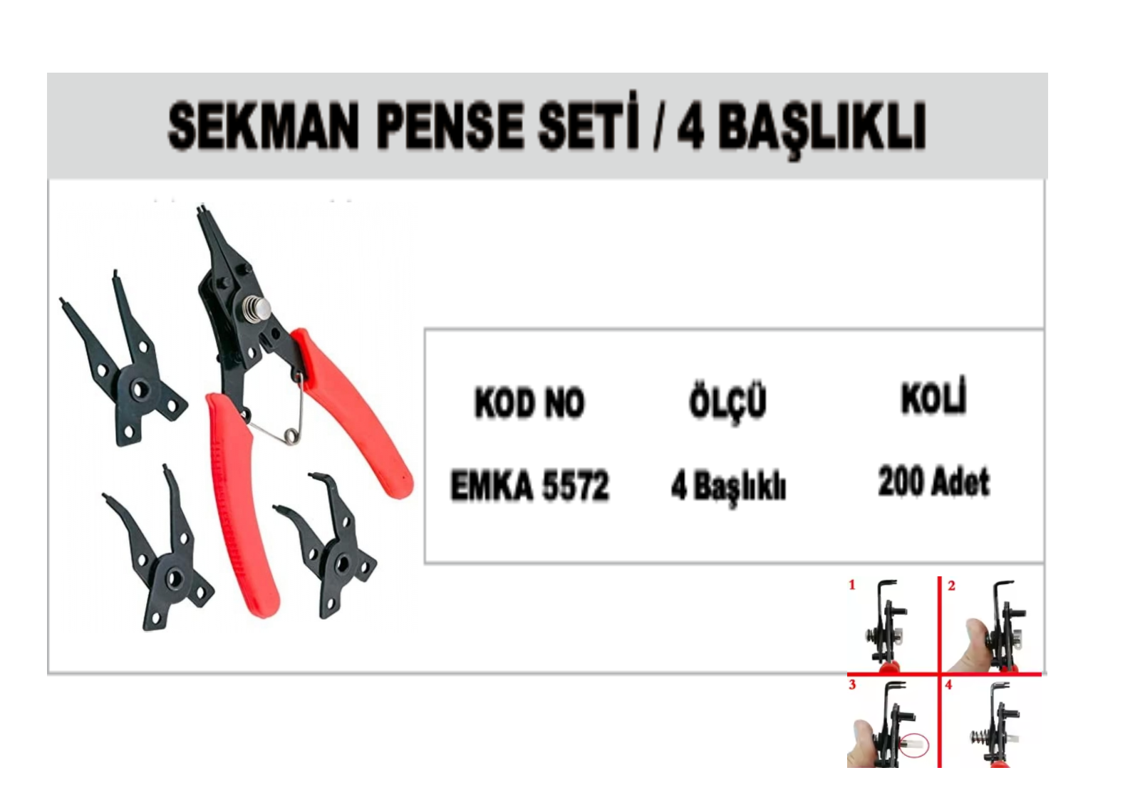 SEKMAN PENSE SETİ 4 BAŞLIKLI ÇIKMALI 