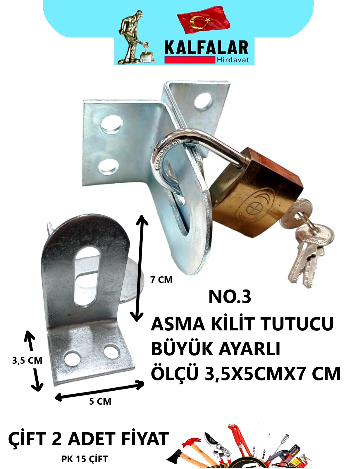 ASMA KİLİT TUTUCU AYARLI ÇİFT NO.3 3,5CMX5CMX7 CM