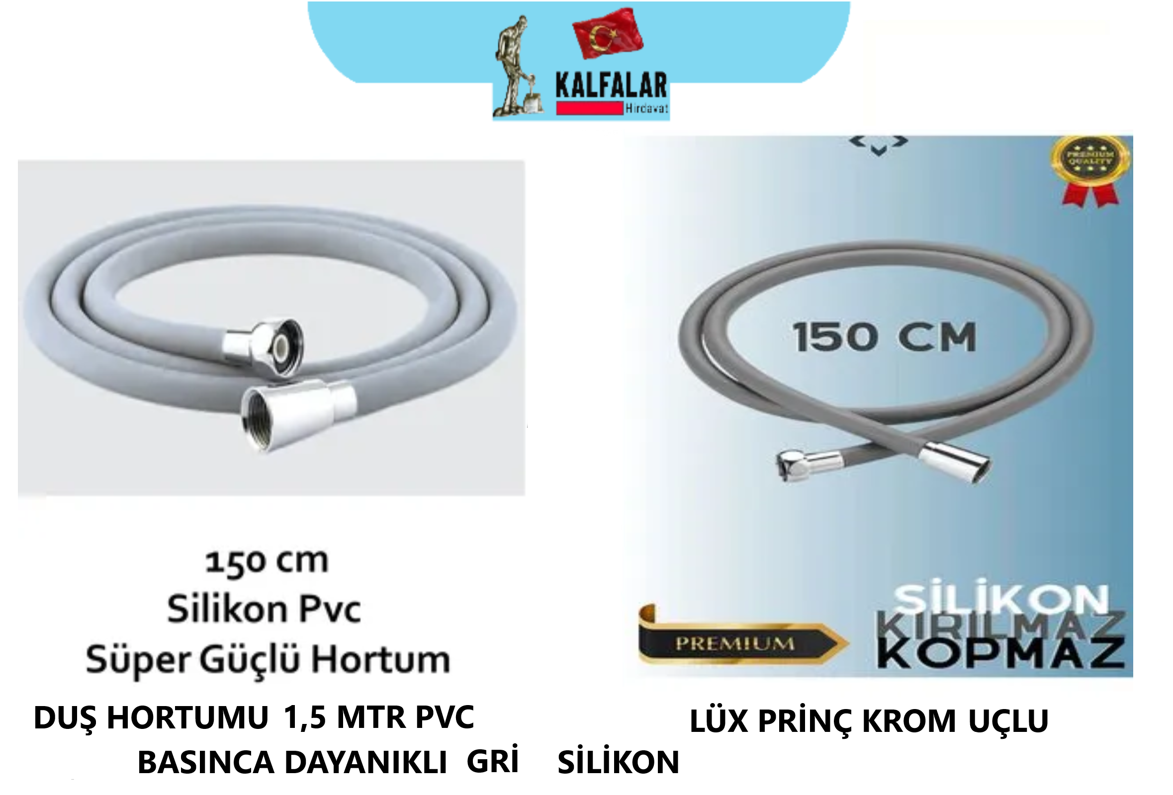 DUŞ HORTUMU PVC SİLİKON ELASTİK 1,5 MTR GRİ LÜX