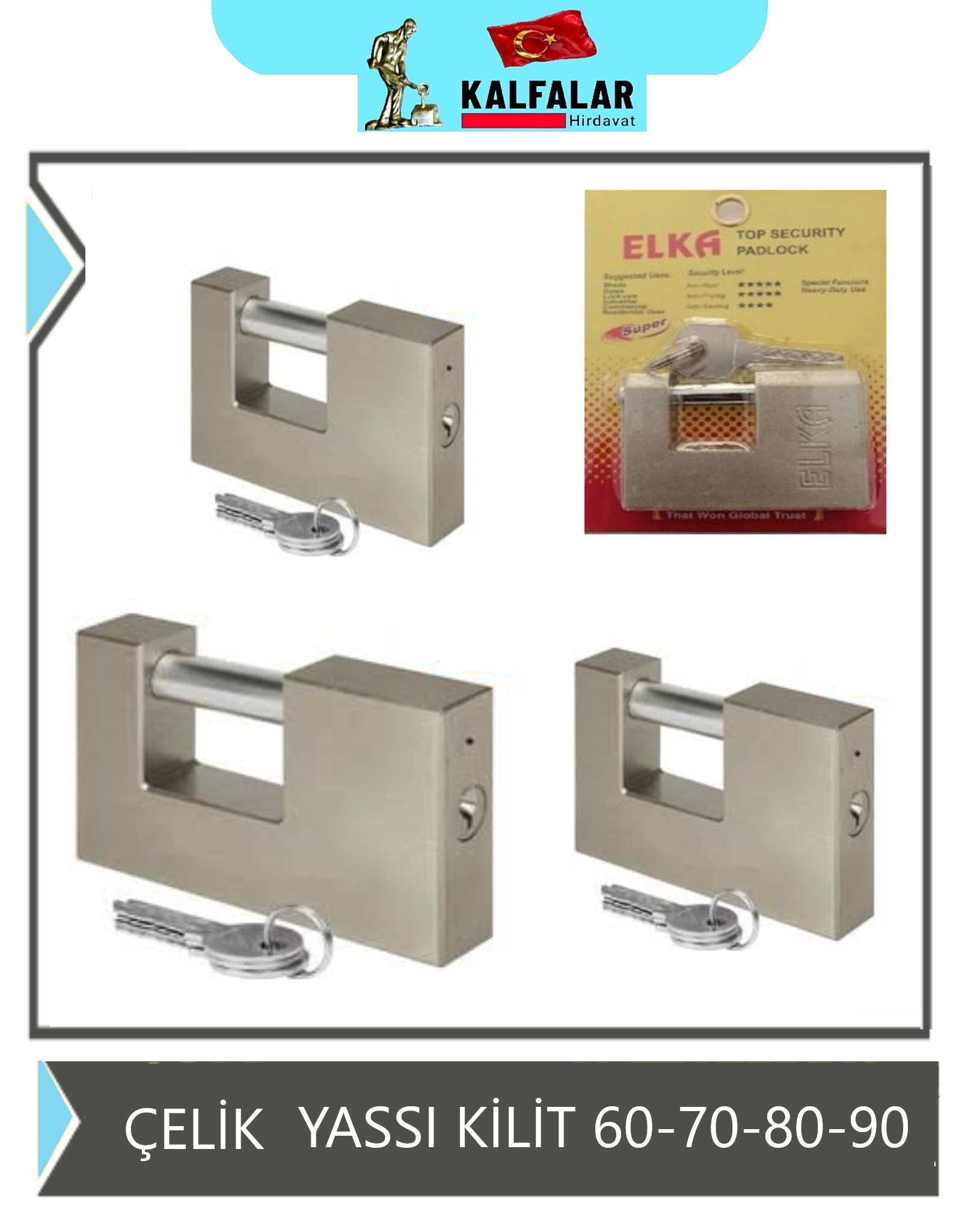 ASMA KİLİT YASSI KAYAR MİLLİ 90 MM