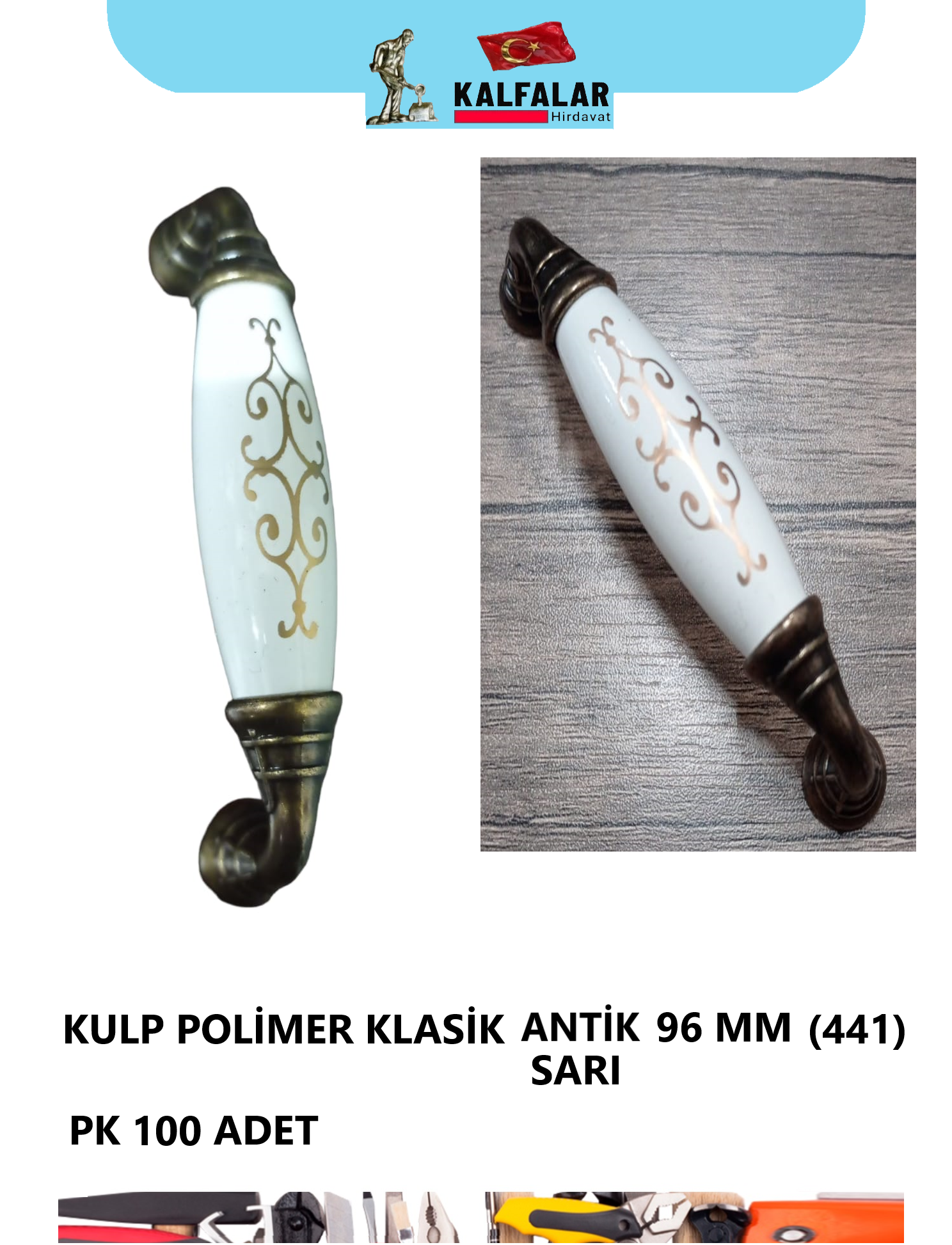 KULP POLİMER KLASİK 96 MM MOTİF ANTİK SARI (441)