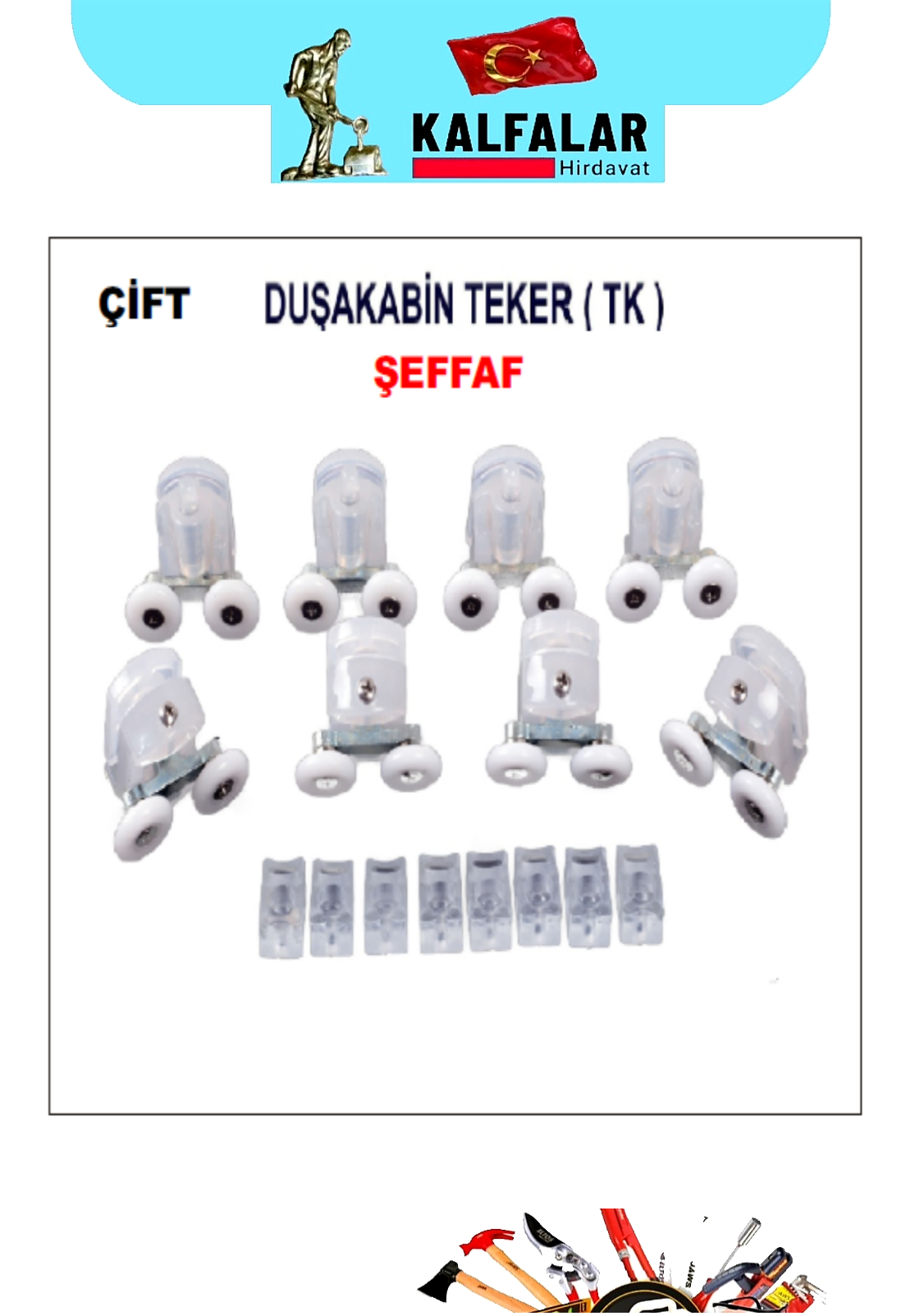 DUŞ KABİN ÇİFT TEKER ŞEFFAF TAKIM 
