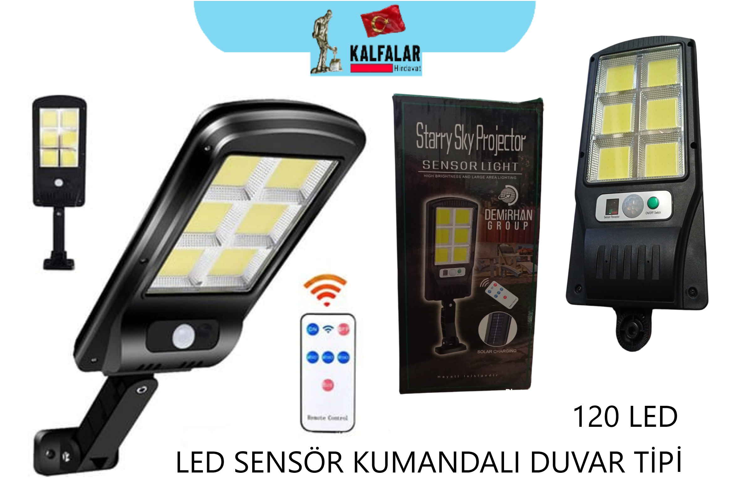 LED 120 Lİ SENSÖRLÜ KUMANDALI GÜNEŞ ENERJİ DUVAR TİPİ
