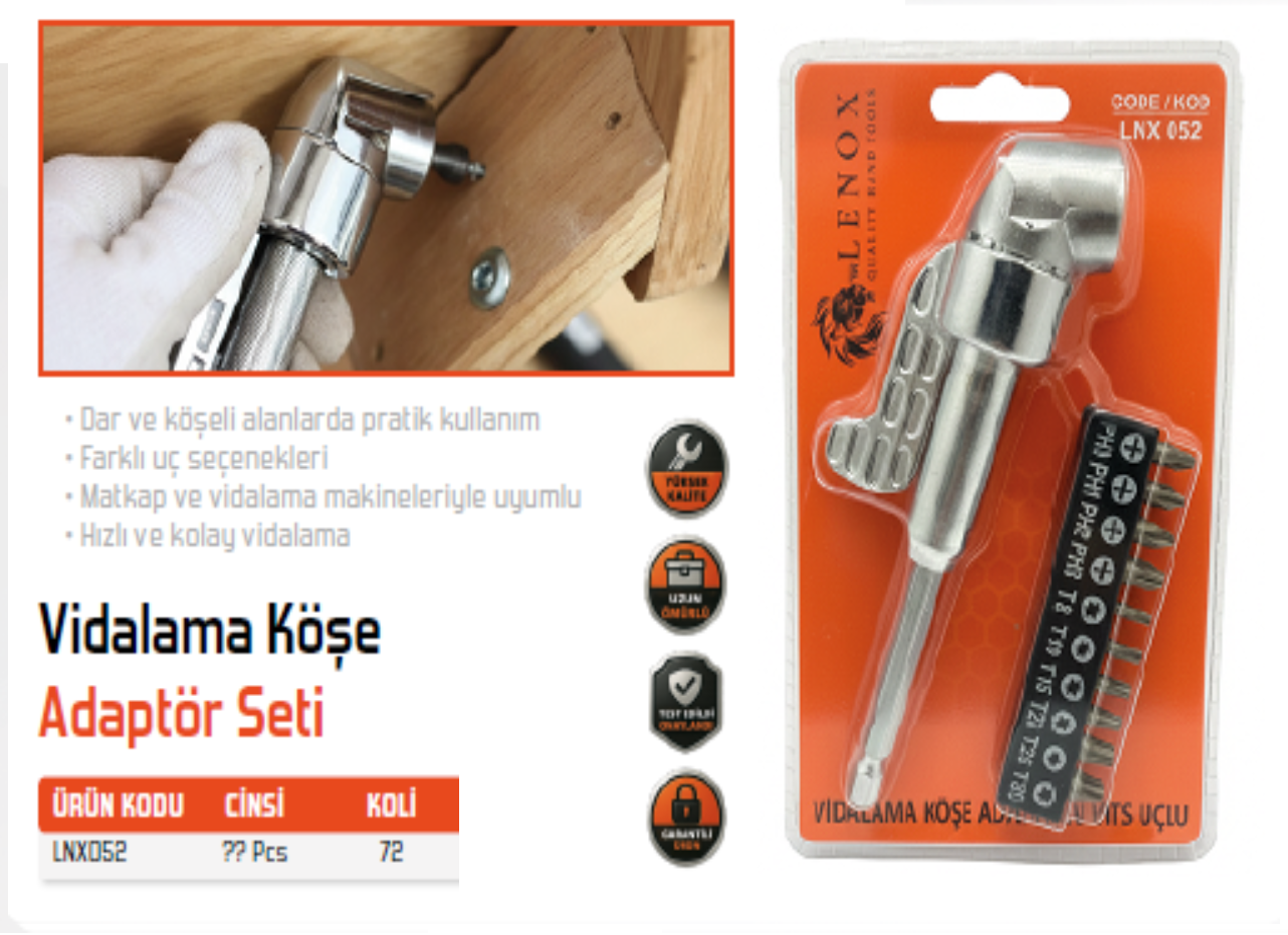 KÖŞE VİDALAMA  ADAPTÖR SETLİ