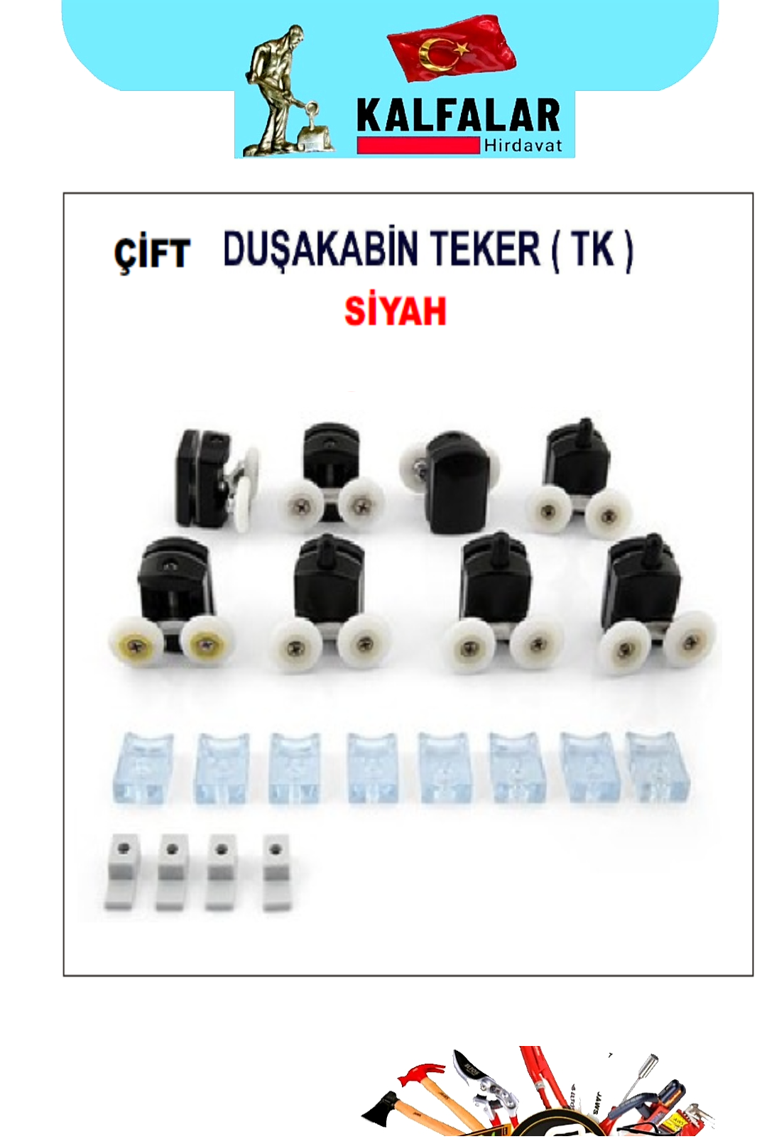 DUŞ KABİN ÇİFT TEKER SİYAH TAKIM 