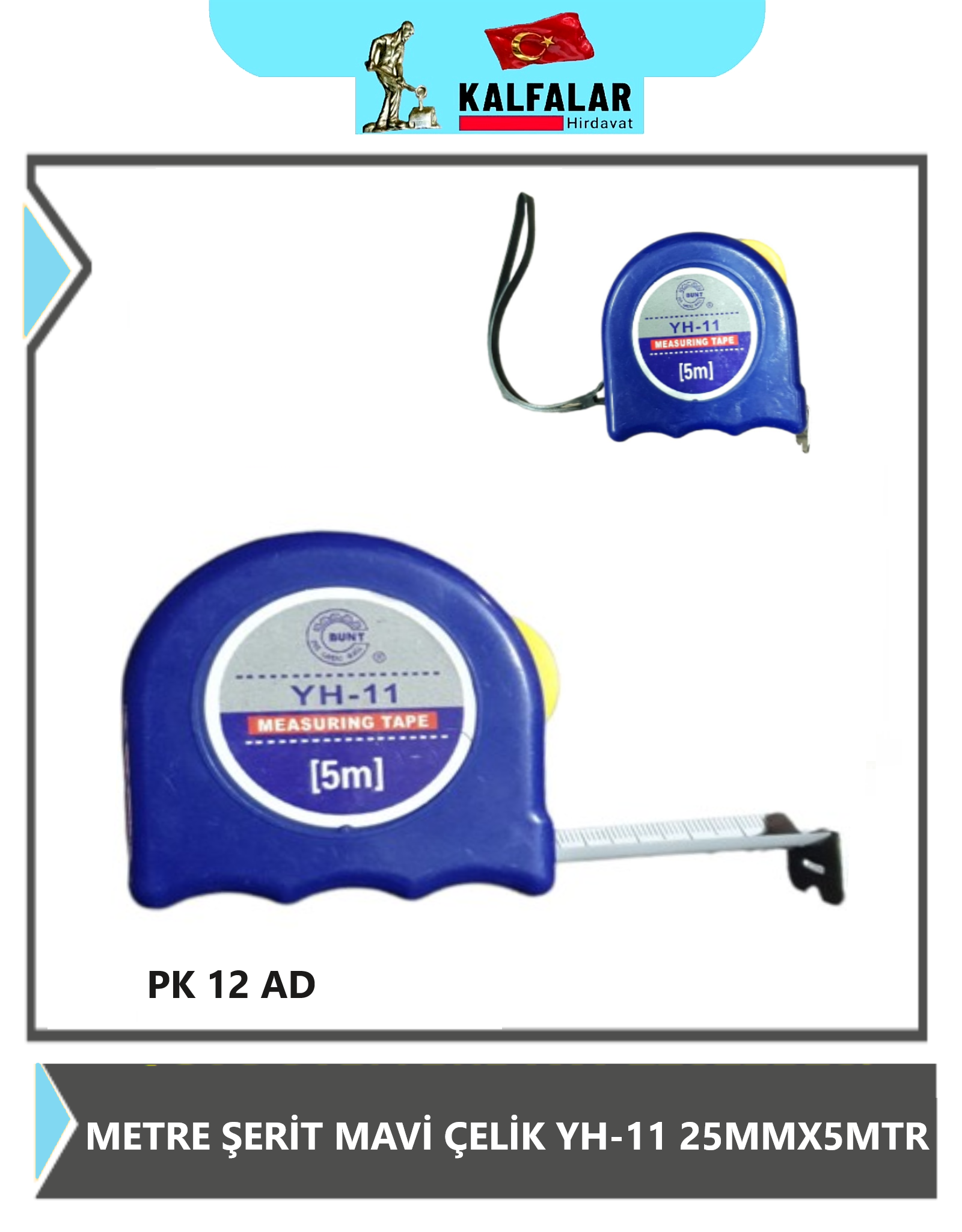 METRE ŞERİT MAVİ ÇELİK YH-11 25 MMX5 MTR PROF