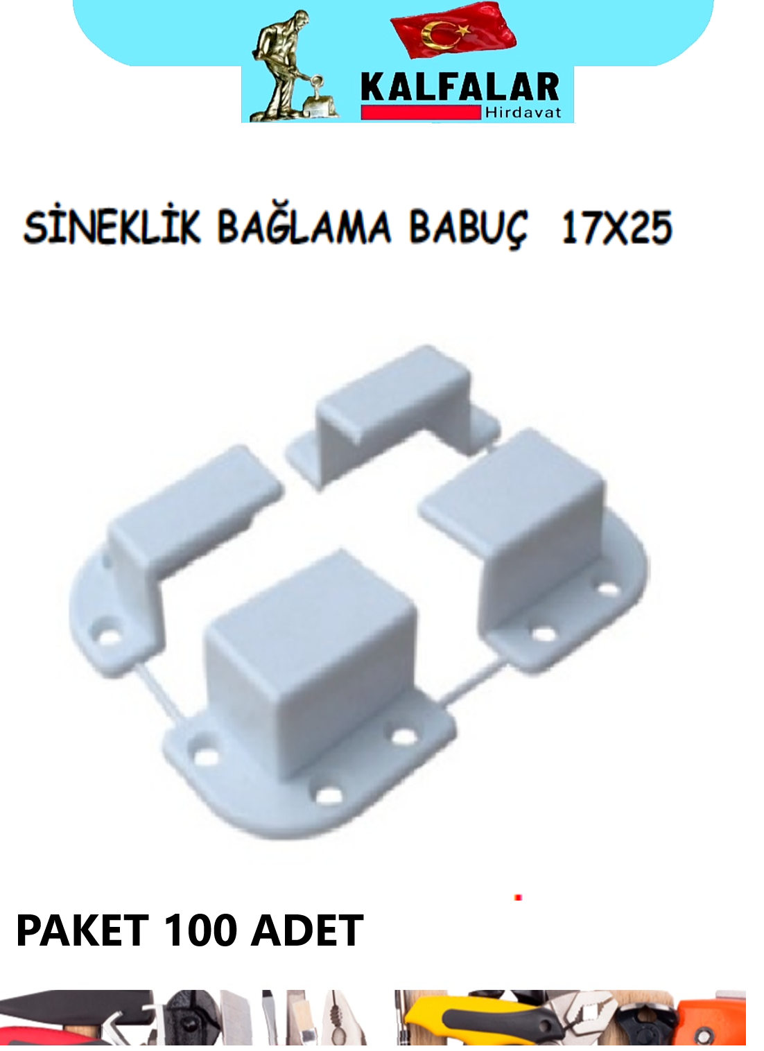 PVC SİNEKLİK BAĞLAMA PAPUÇ 4 LÜ 17X25 PAKET 50 AD