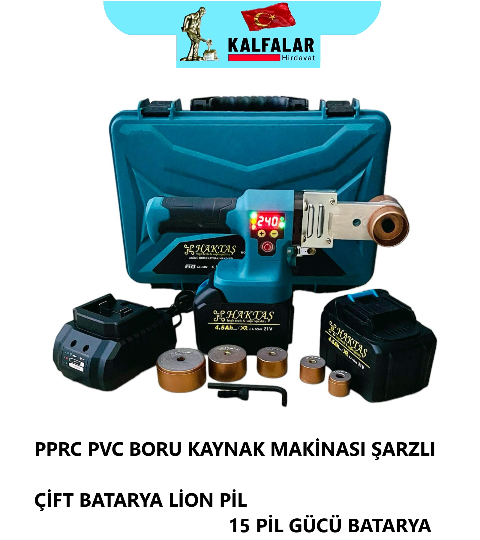 PPRC BORU KAYNAK MAKİNASI ŞARZLI ÇİFT AKÜ LİON BATARYA