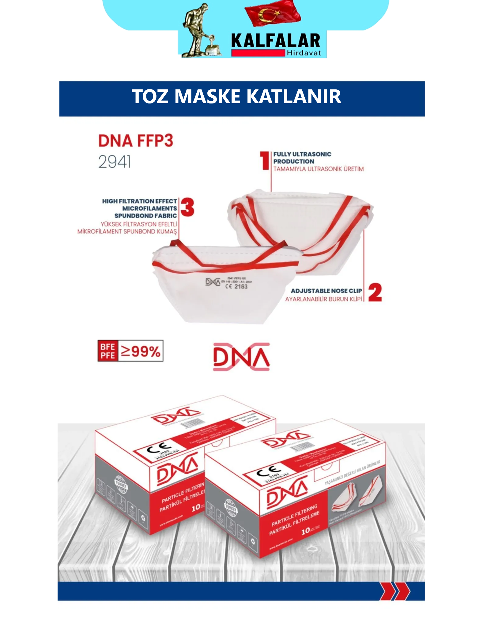 TOZ MASKESİ FFP3 KATLANIR 1 NCİ KALİTE ÜRÜN