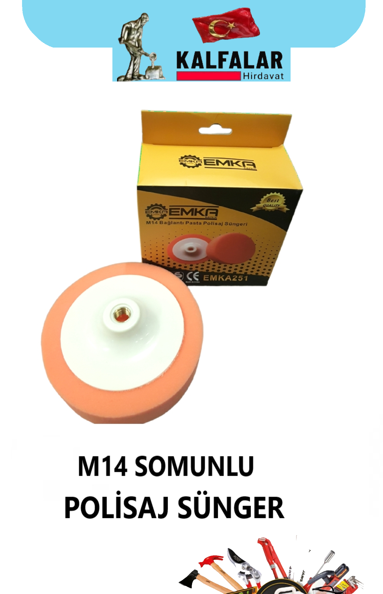 POLİSAJ SÜNGERİ M14 SOMUNLU 150 MM