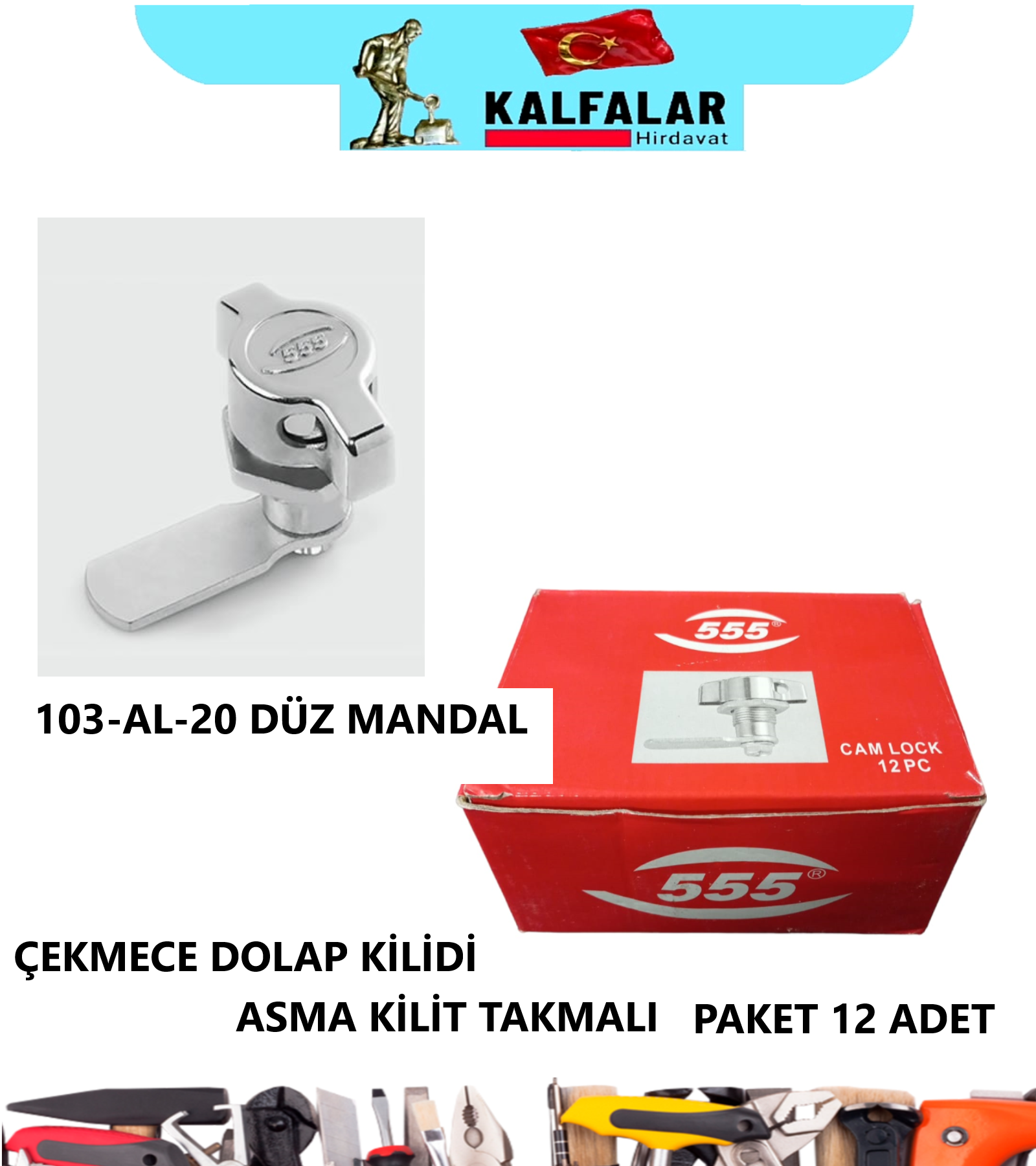 ÇEKMECE DOLAP KİLİDİ MANDALLI 103 AL 20 ASMA KİLİT