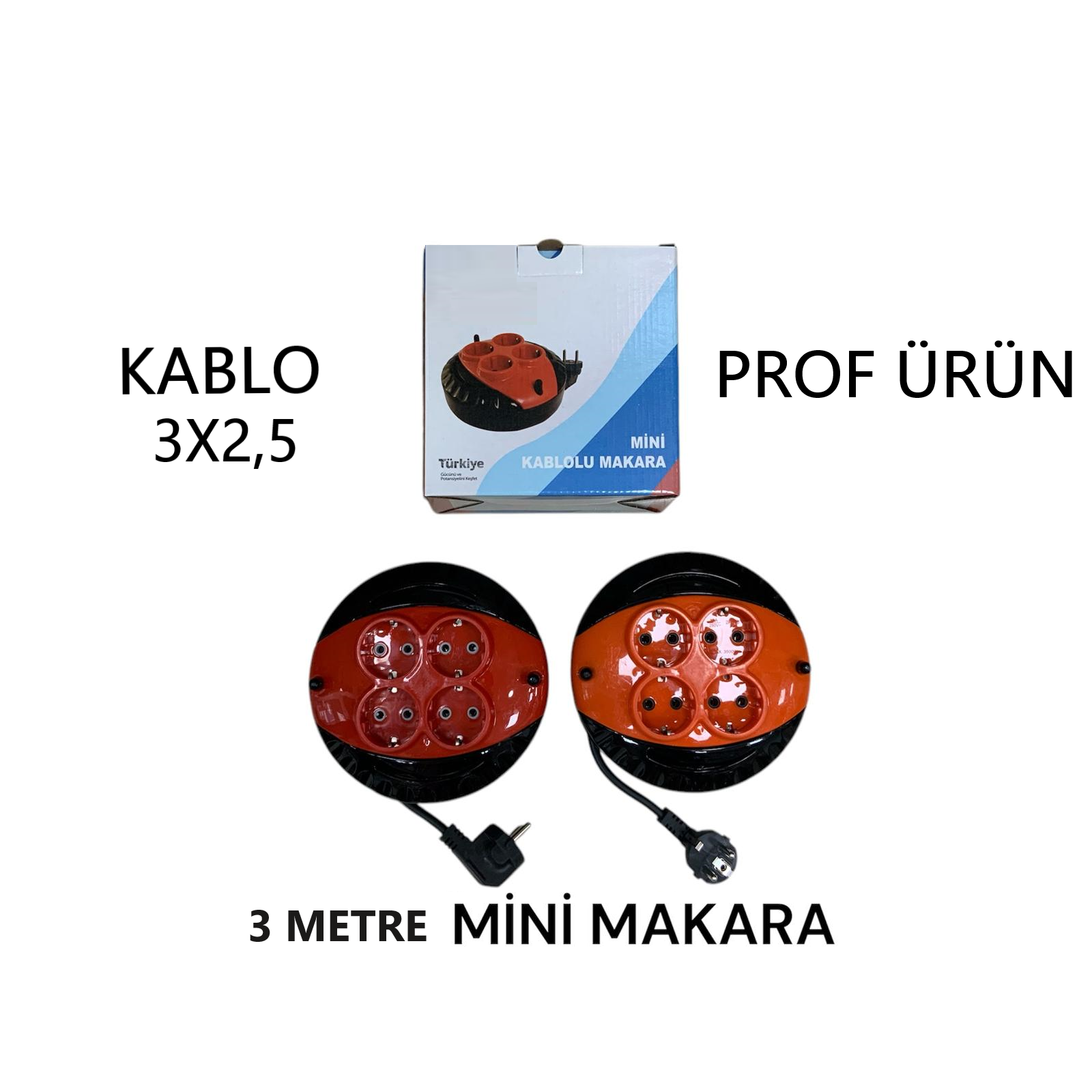 MAKARALI KABLO 3X2,5 MM 3 METRE MİNİ
