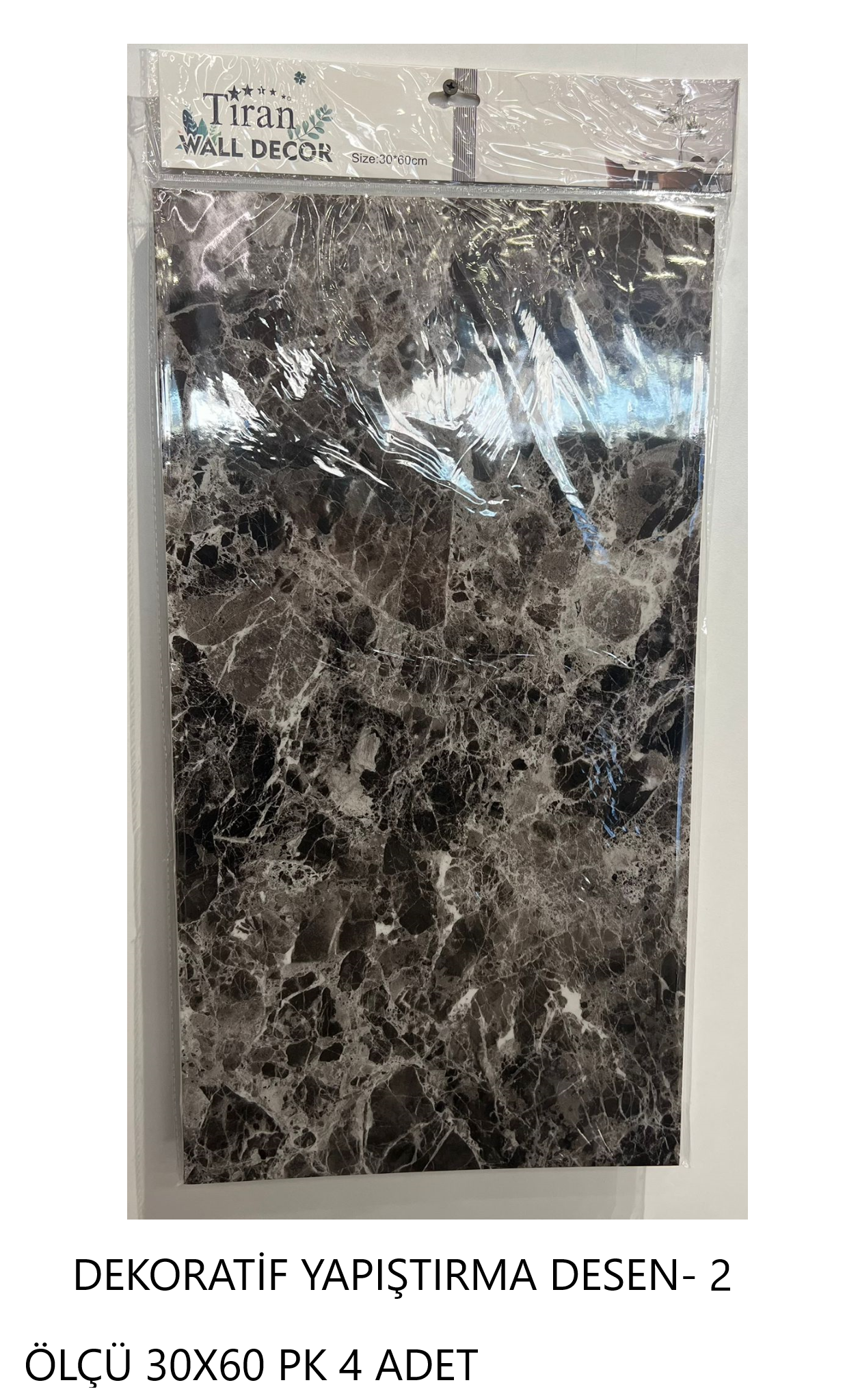 DEKORATİF YAPIŞTIRMA AÇIK SİYAH DESEN-2 ÖLÇÜ 30X60 PK 4 ADET 