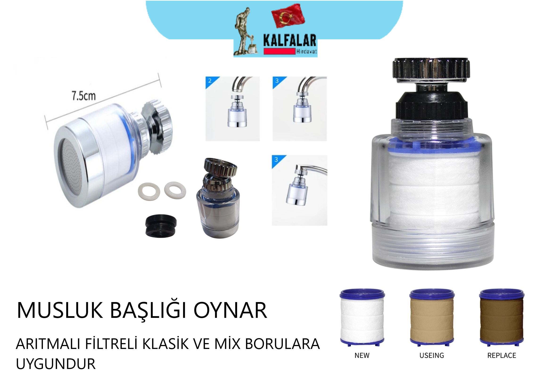MUSLUK KUBAR BORU BAŞLIĞI OYNAR FİLTRELİ ARITMALI 