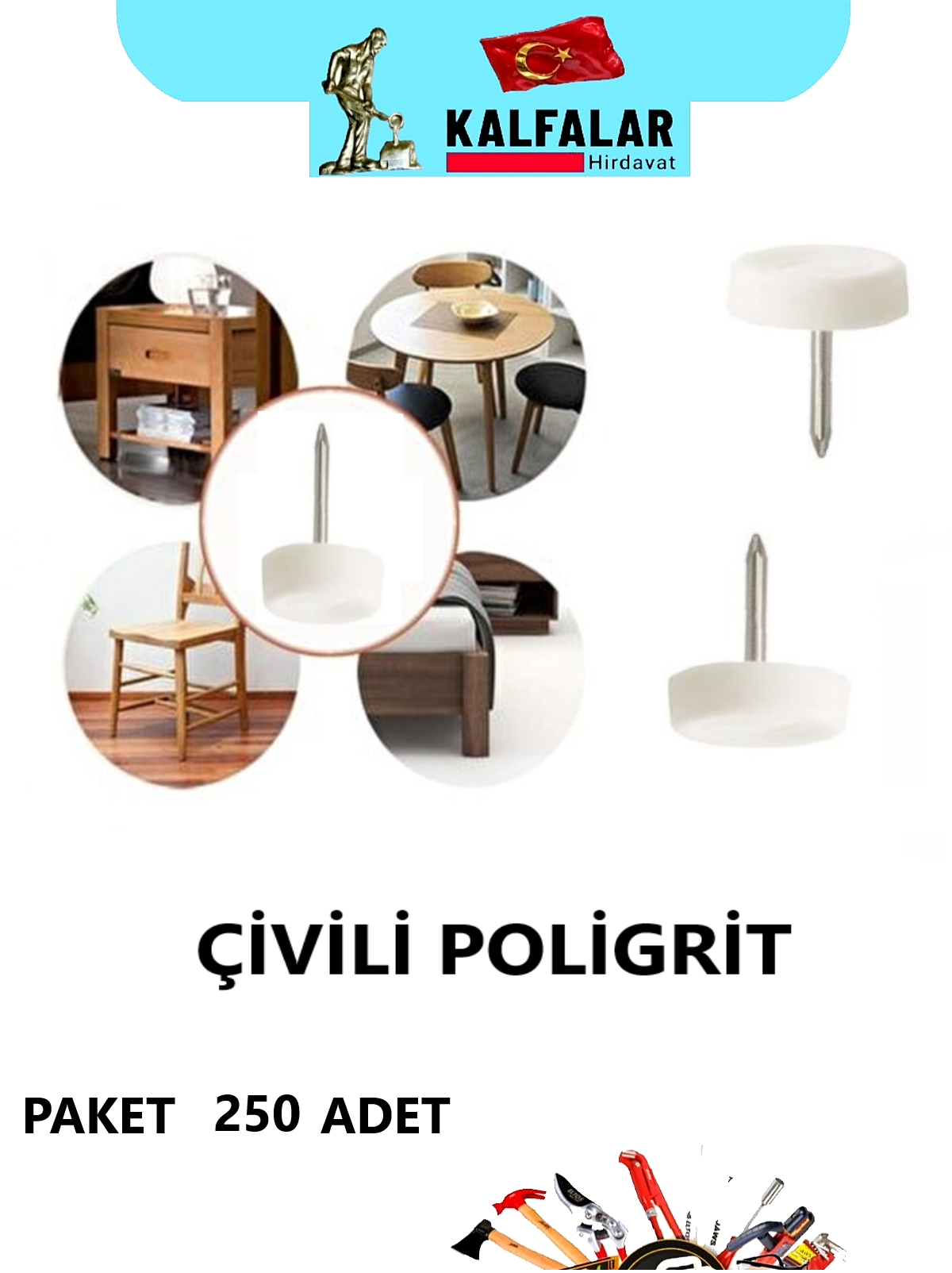 ÇİVİLİ POLİGRİT BEYAZ PAKET 100 ADET