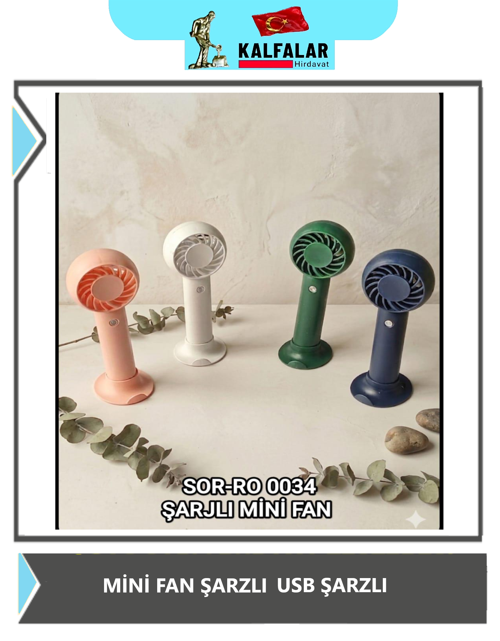 MİNİ FAN PERVANE SOR-RO 0034 USB ŞARZLI