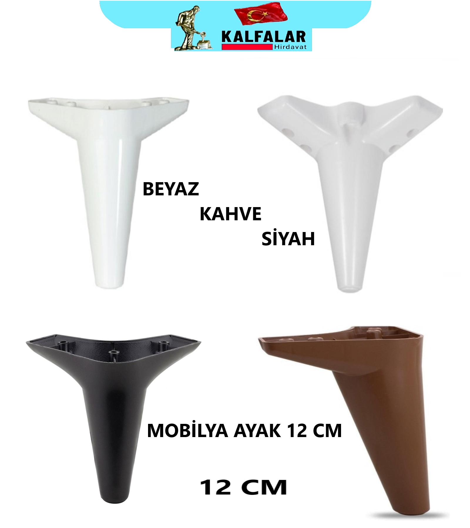KONİK AYAK PLASTİK BEYAZ 12 CM