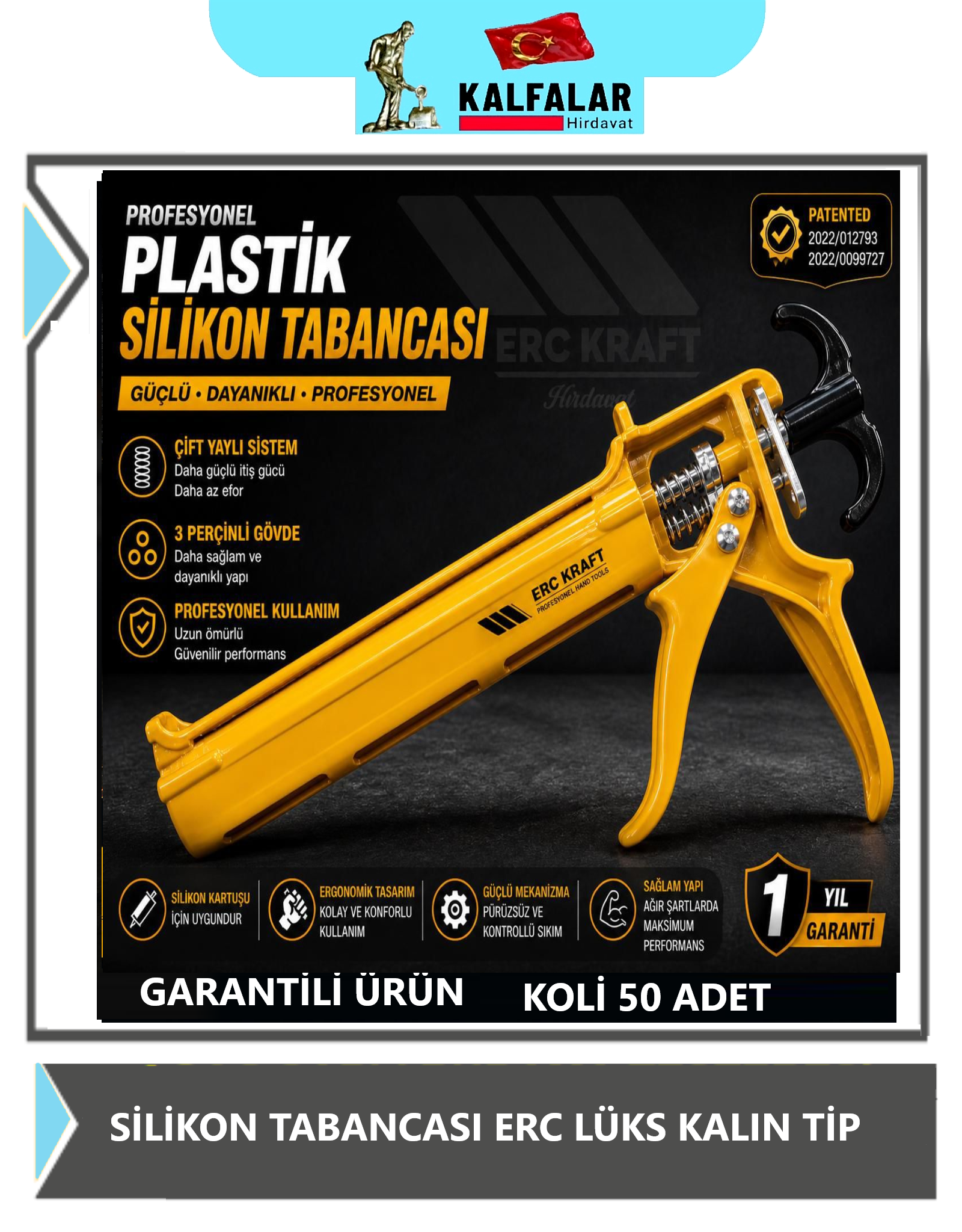 SİLİKON TABANCASI PLASTİK ERC KALIN TİP LÜKS PROF GARANTİLİ