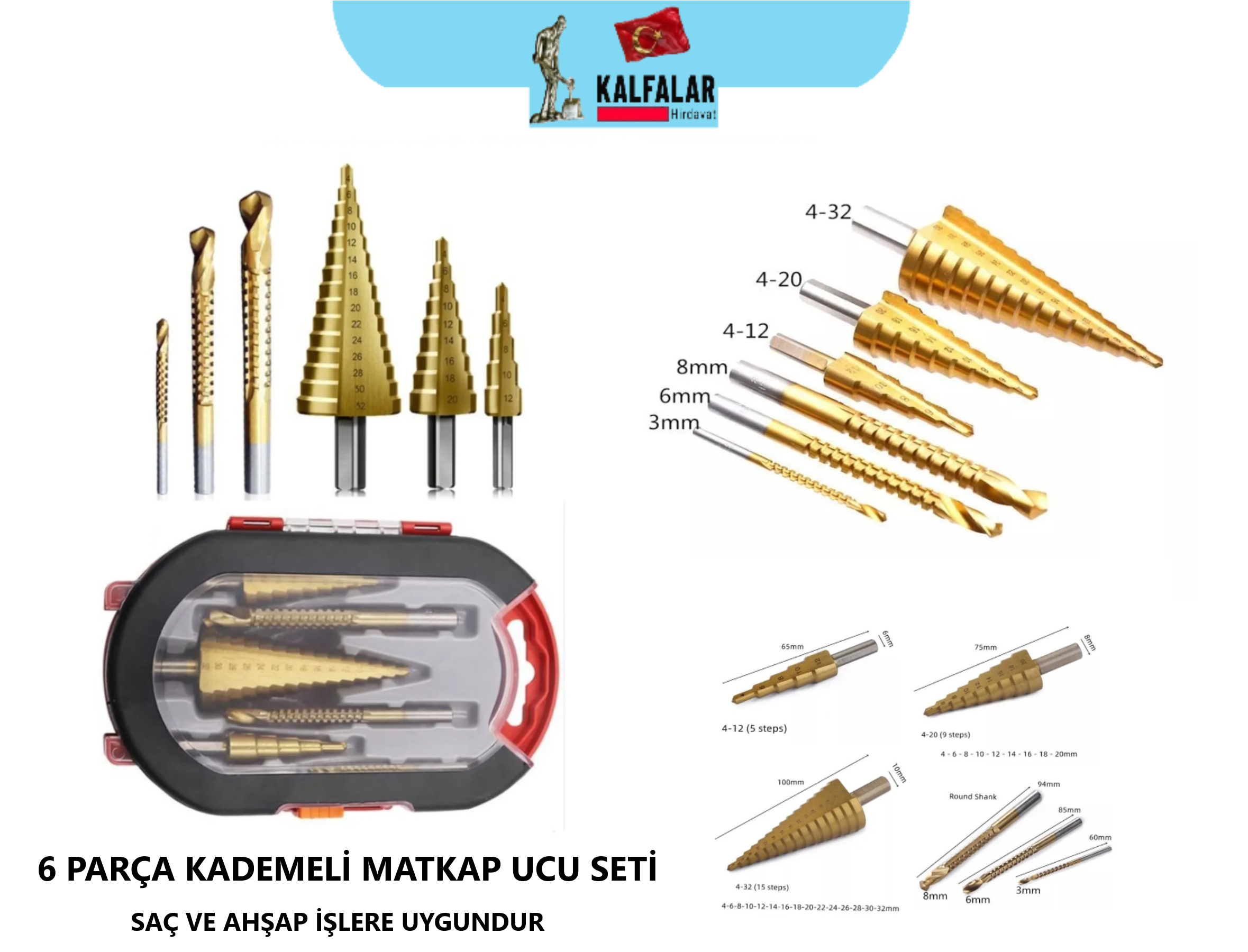KADEMELİ 6 PARÇA MATKAP UCU SETİ PROF ÜRÜN