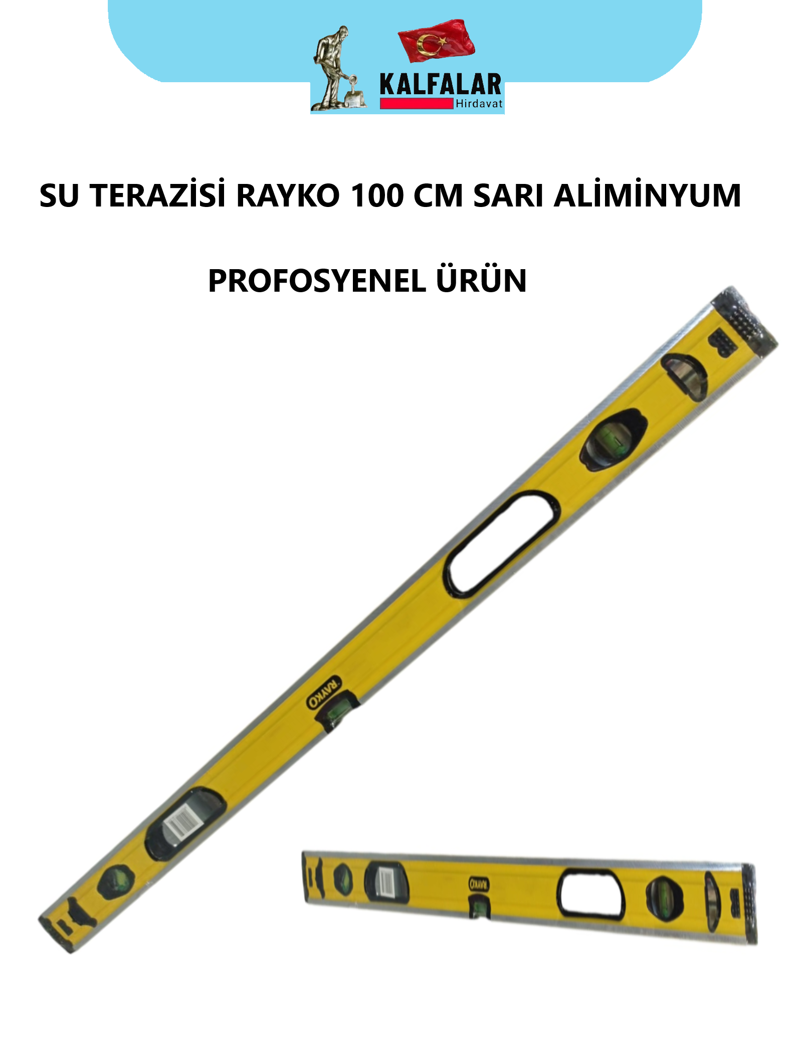 SU TERAZİSİ RAYKO 100 CM SARI ALİMİNYUM PROFOSYENEL ÜRÜN