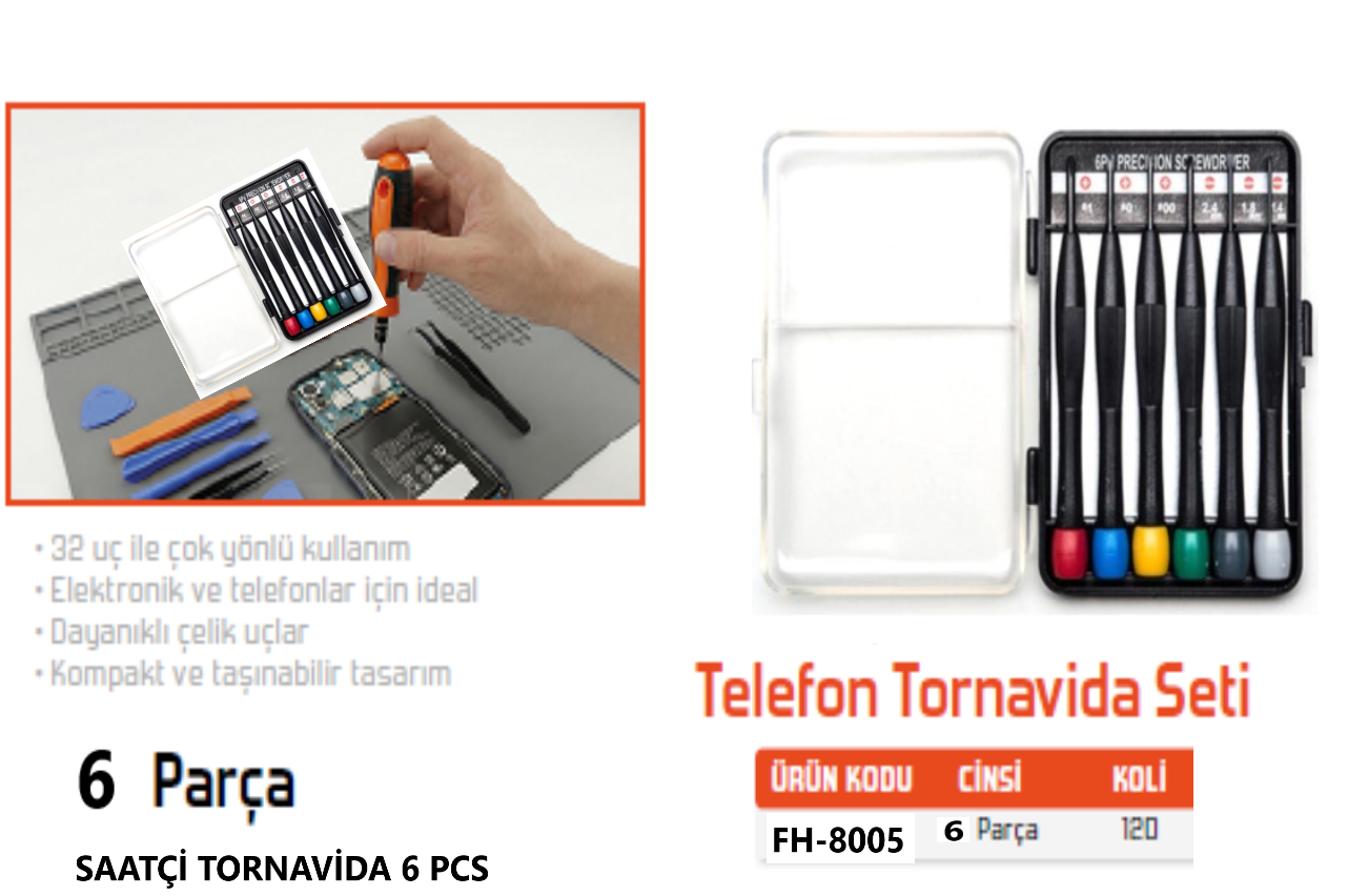 TORNAVİDA SAATÇİ 6 PCS TURUNCU FH-8005 