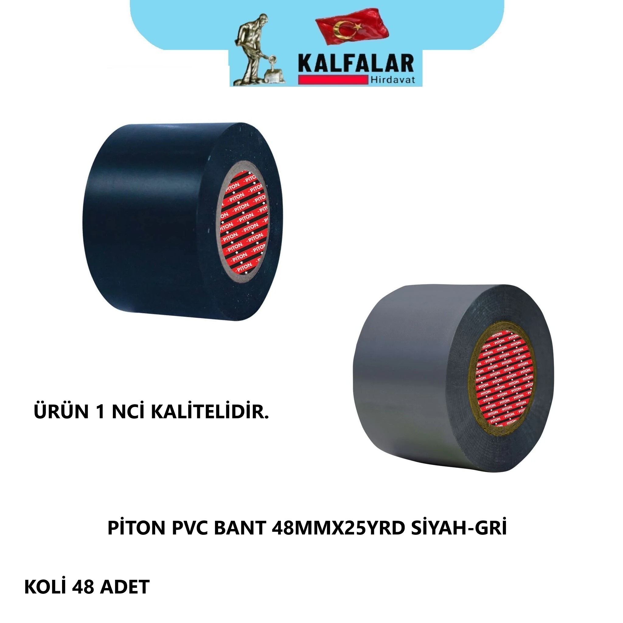 BANT PVC KANAL 48MMX25 YDS SİYAH-GRİ RENK