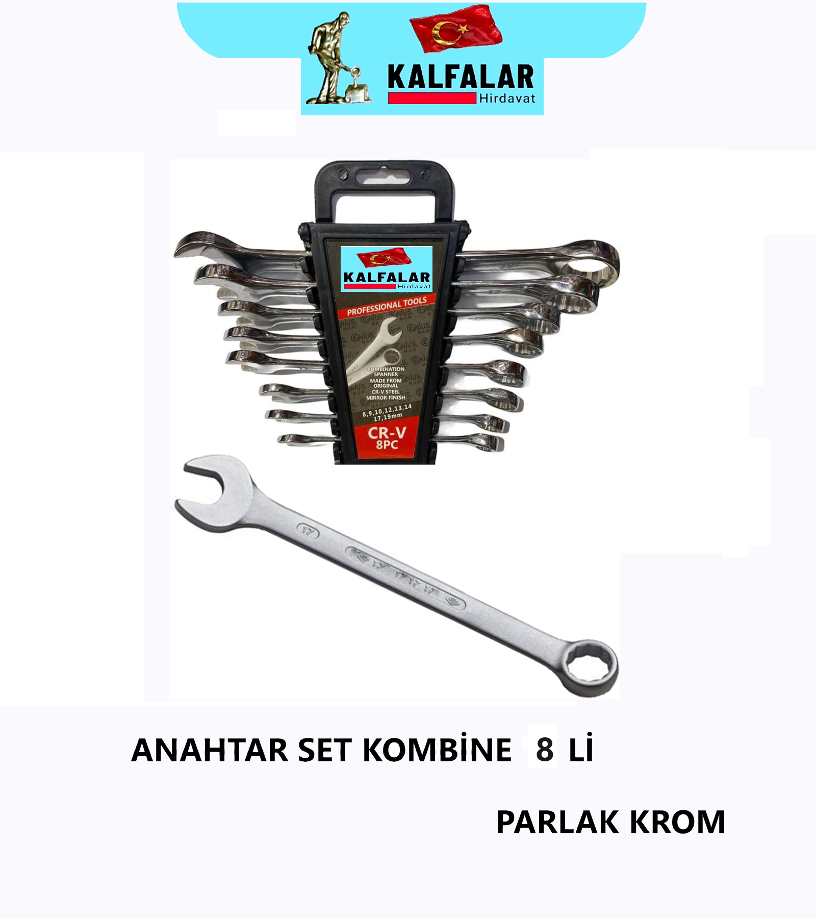 ANAHTAR SET KOMBİNE 8 PCS PARLAK KROM