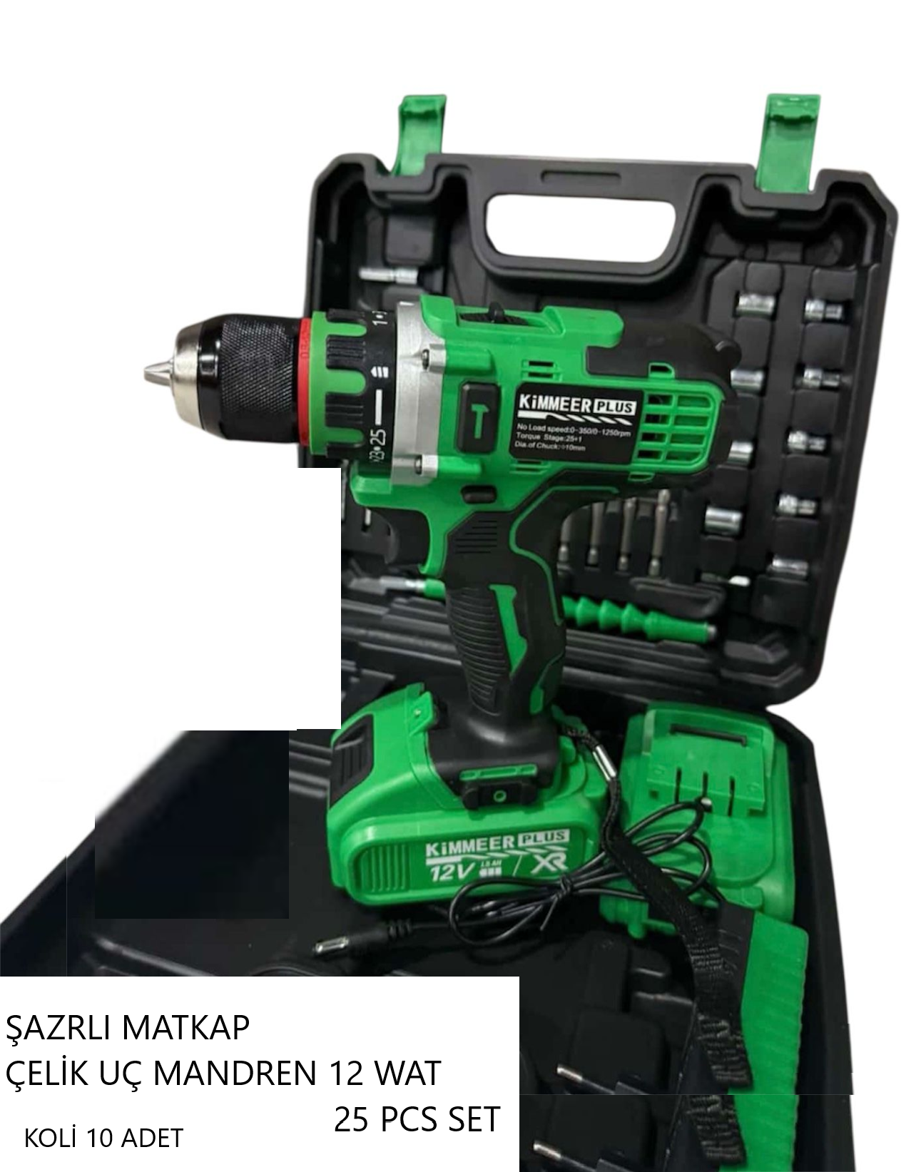 ŞARZLI MATKAP 12 WAT  25 PCS SETLİ 13 MM  KİMMER PLUS